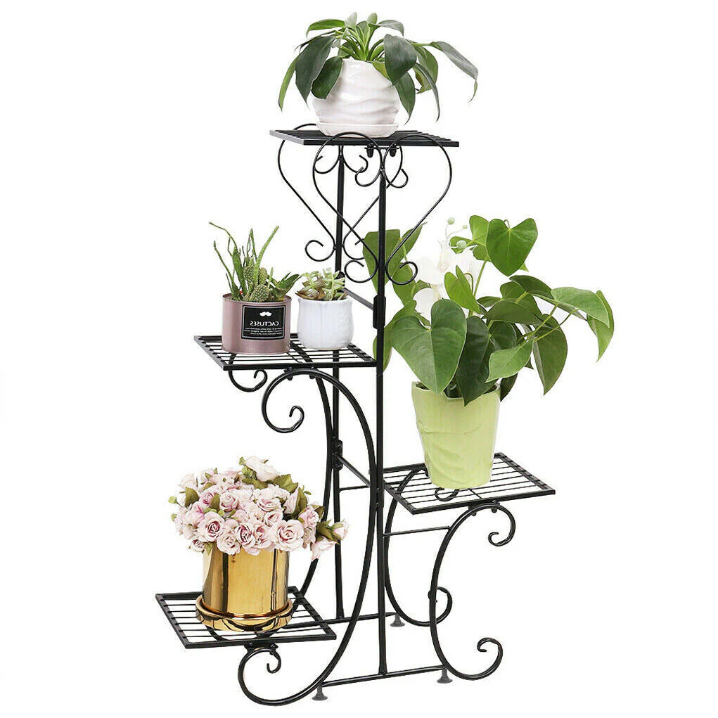 4-tier Metal Plant Stand Shelf Display Rack Flower Pot Holder Planter Garden Storage Organizer - Image 11