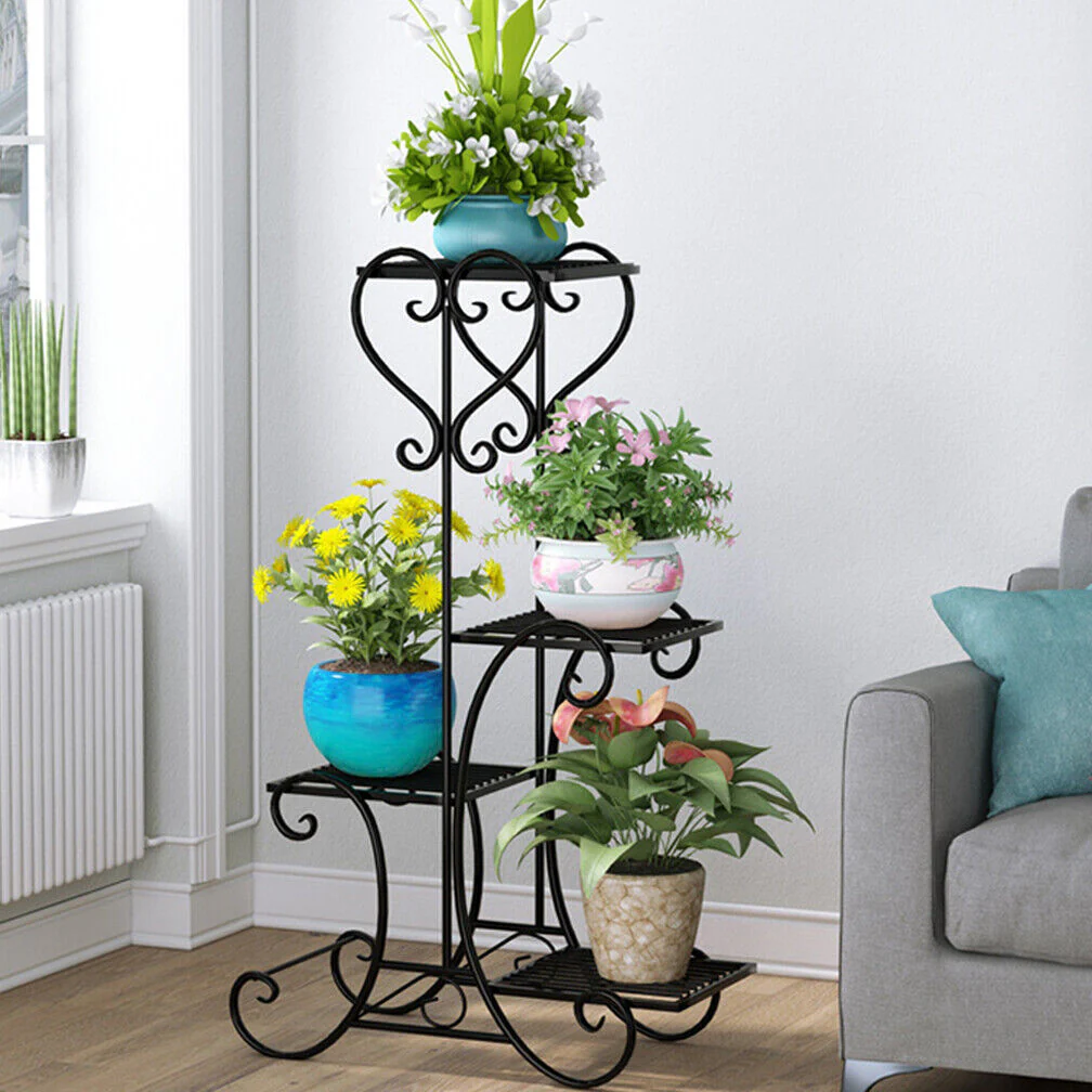 4-tier Metal Plant Stand Shelf Display Rack Flower Pot Holder Planter Garden Storage Organizer - Image 17