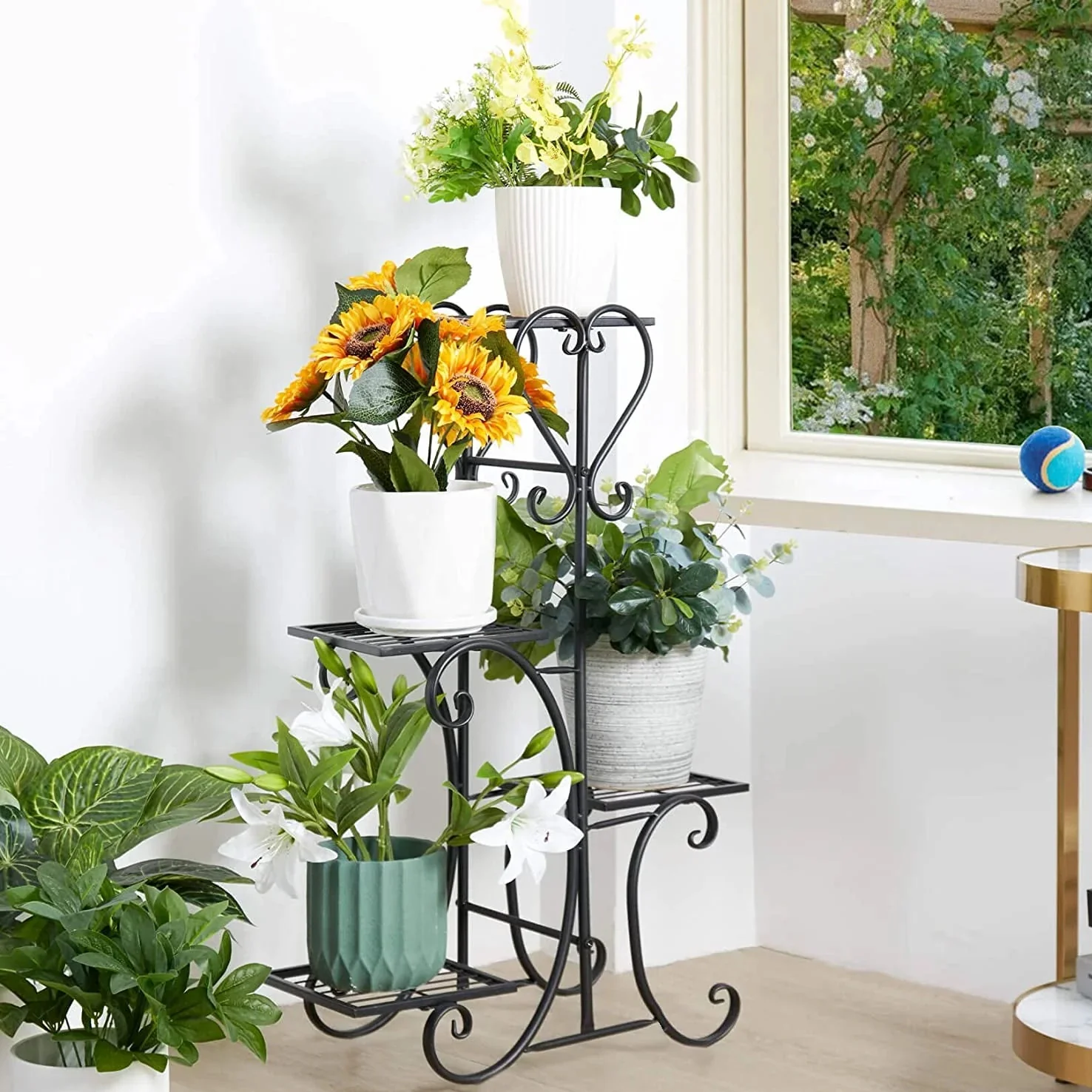 4-tier Metal Plant Stand Shelf Display Rack Flower Pot Holder Planter Garden Storage Organizer - Image 4
