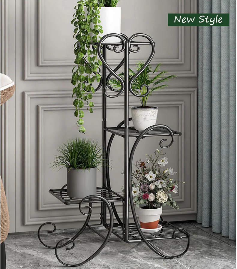 4-tier Metal Plant Stand Shelf Display Rack Flower Pot Holder Planter Garden Storage Organizer - Image 5
