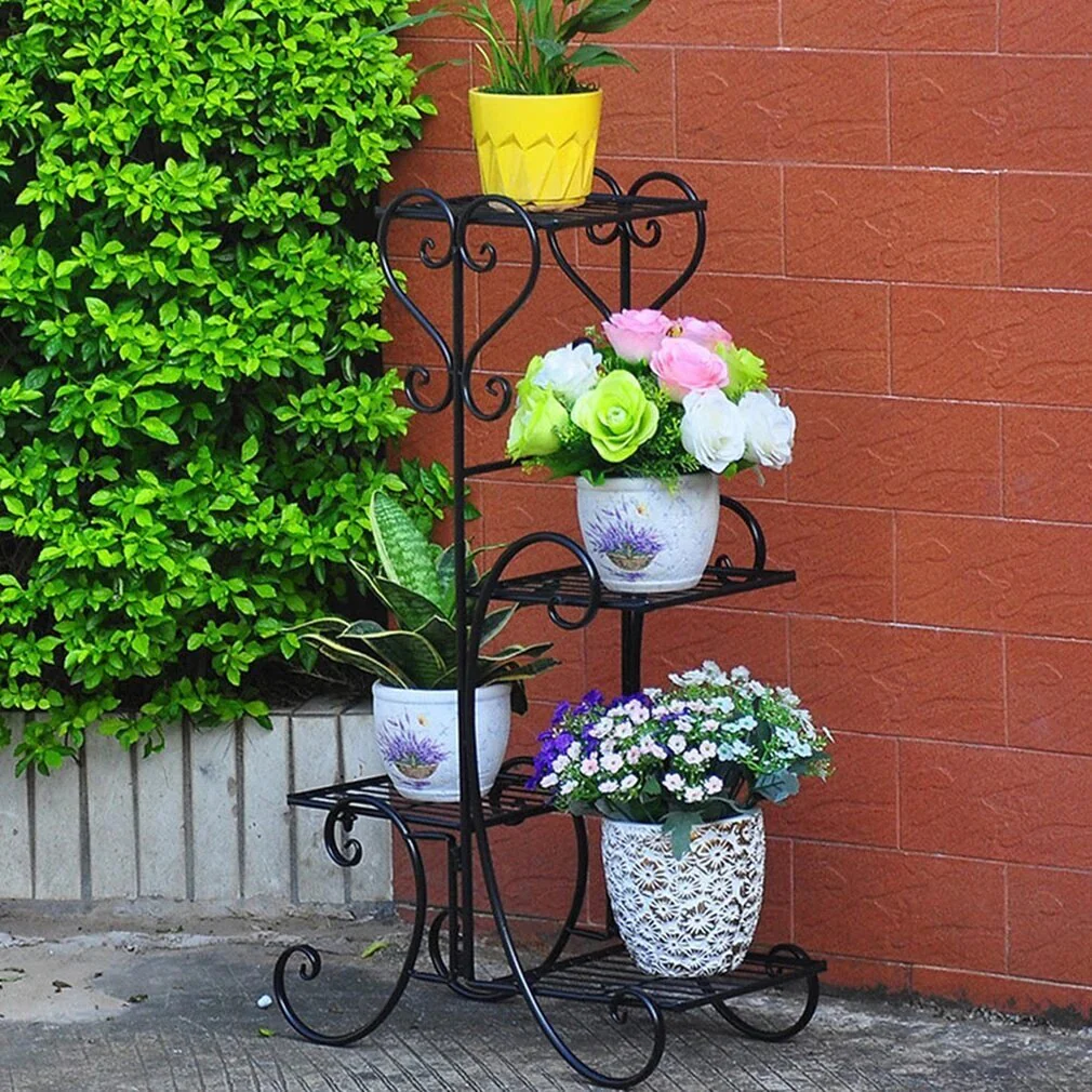 4-tier Metal Plant Stand Shelf Display Rack Flower Pot Holder Planter Garden Storage Organizer - Image 6