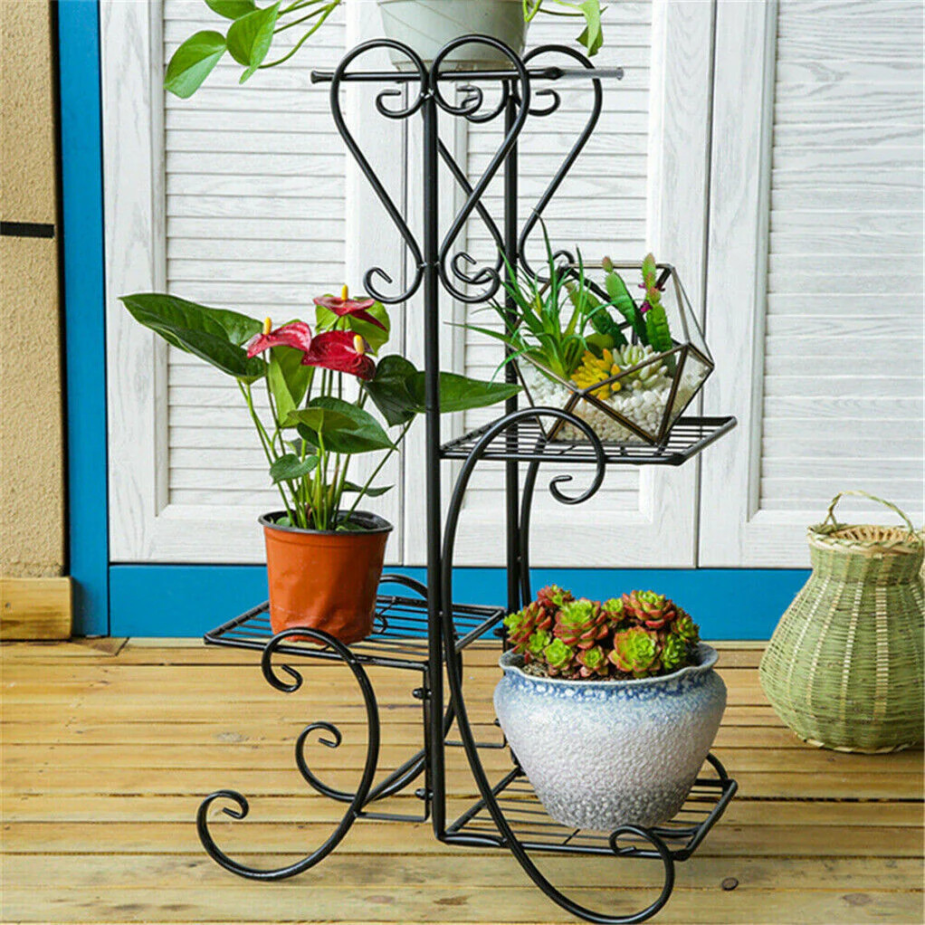 4-tier Metal Plant Stand Shelf Display Rack Flower Pot Holder Planter Garden Storage Organizer - Image 7