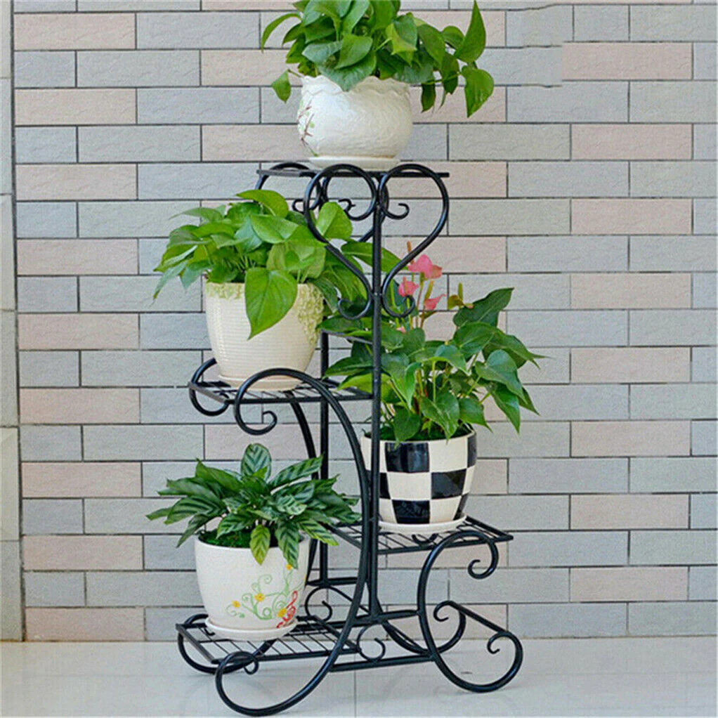 4-tier Metal Plant Stand Shelf Display Rack Flower Pot Holder Planter Garden Storage Organizer - Image 8