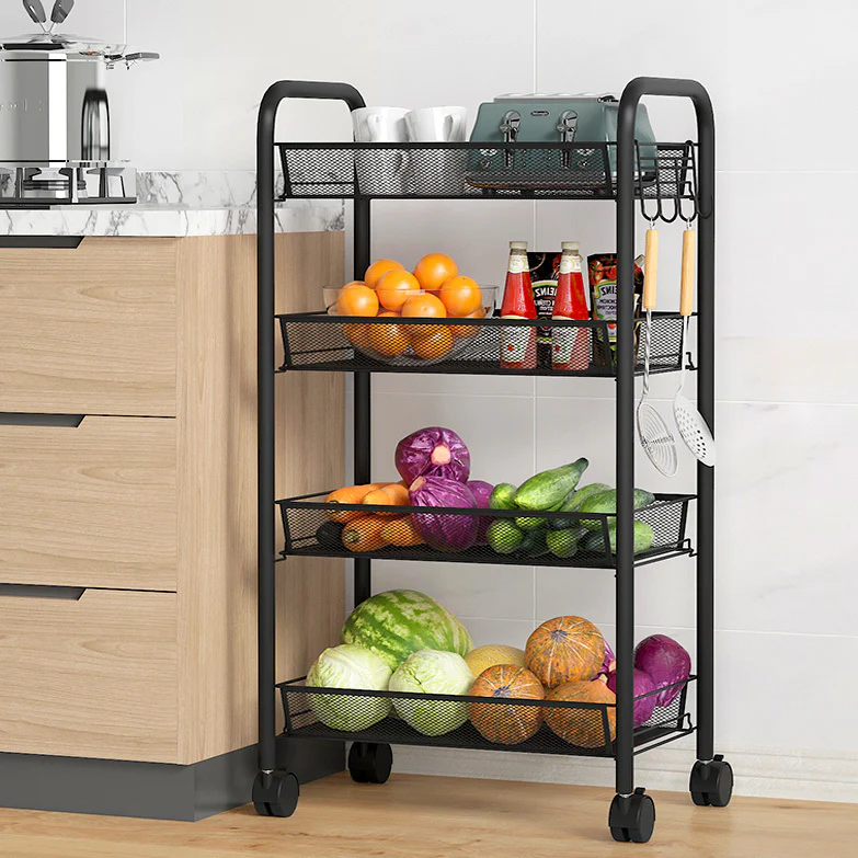 4 Tier Steel Multipurpose Storage Shelf Utility Cart Kitchen Trolley - Image 14