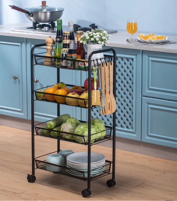 4 Tier Steel Multipurpose Storage Shelf Utility Cart Kitchen Trolley - Image 9