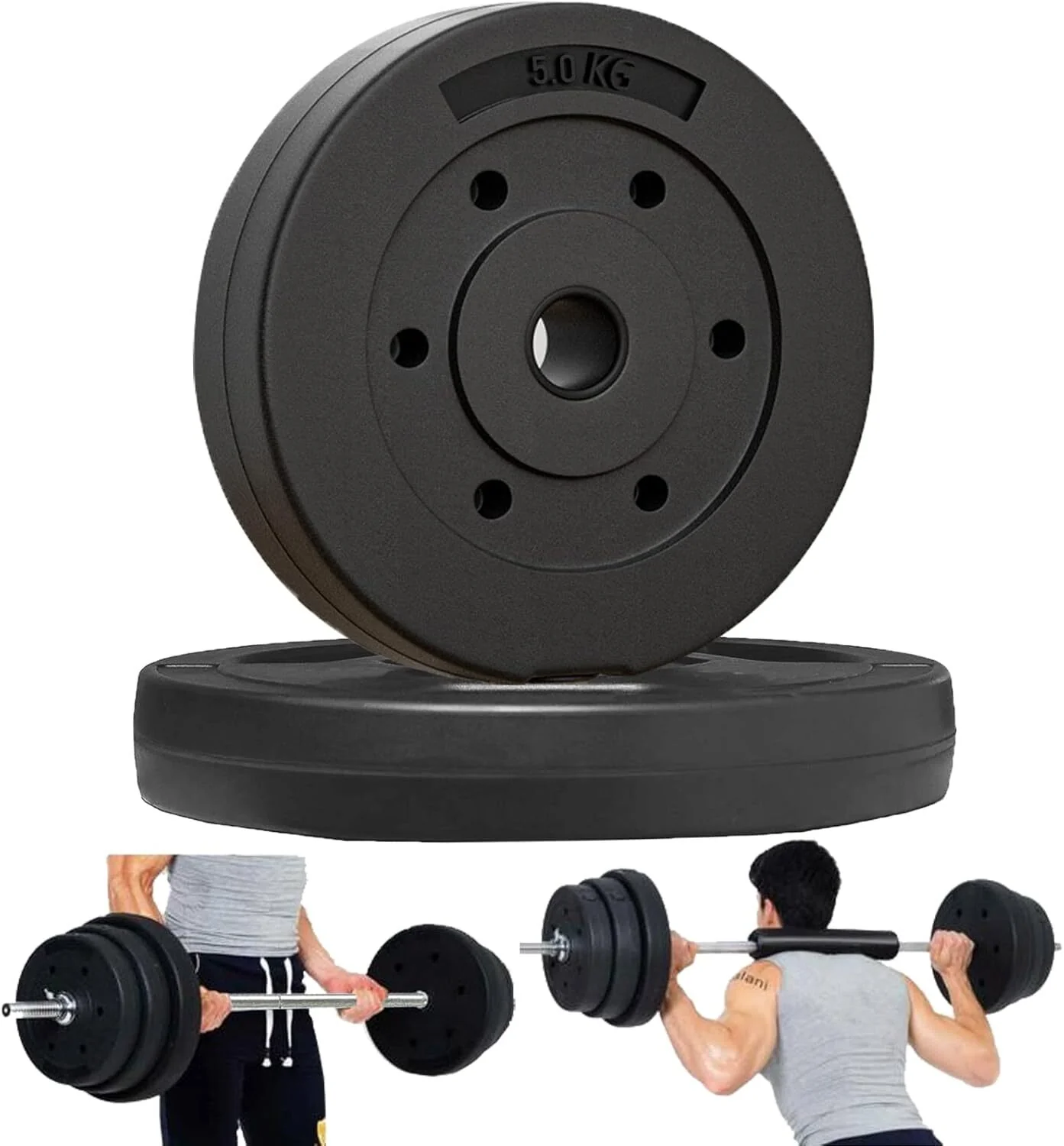 2 x 5kg Barbell Weight Plates Set 10kg Weights - Image 11