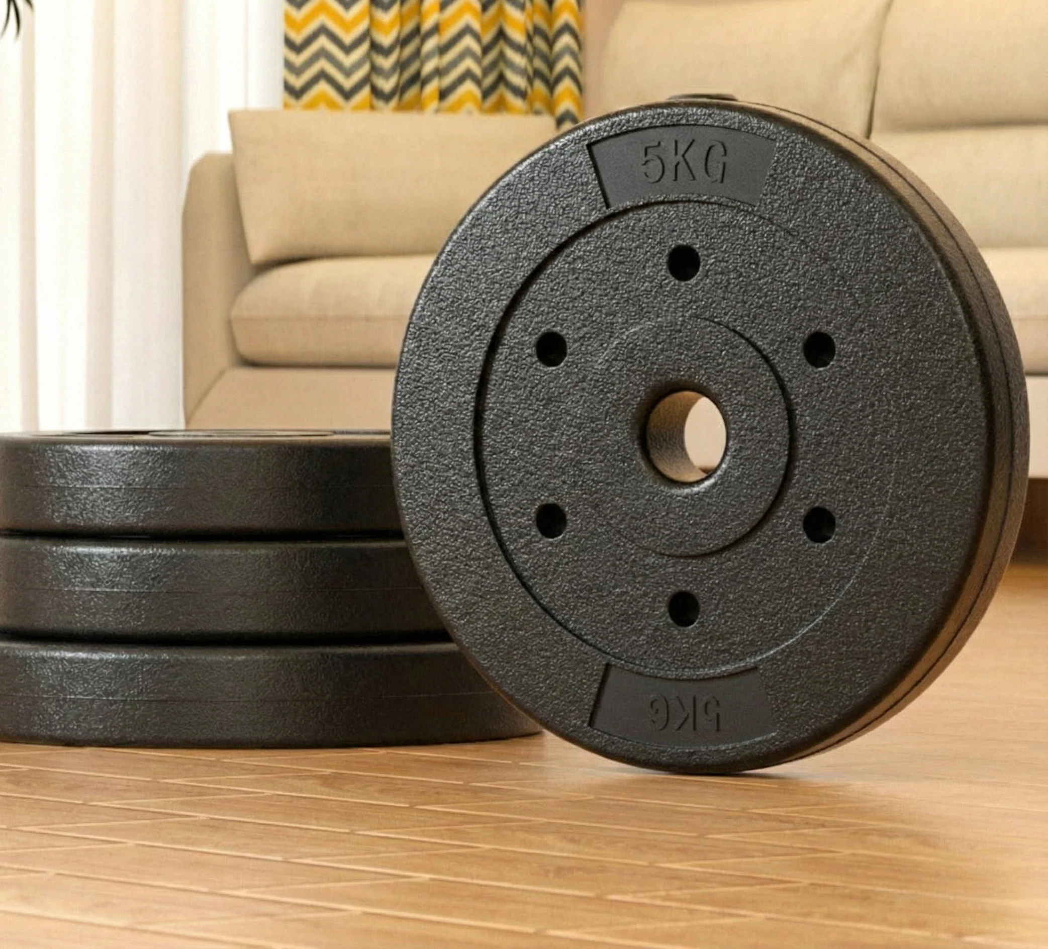 4 x 5kg Barbell Weight Plates Set 20kg Weights - Image 7