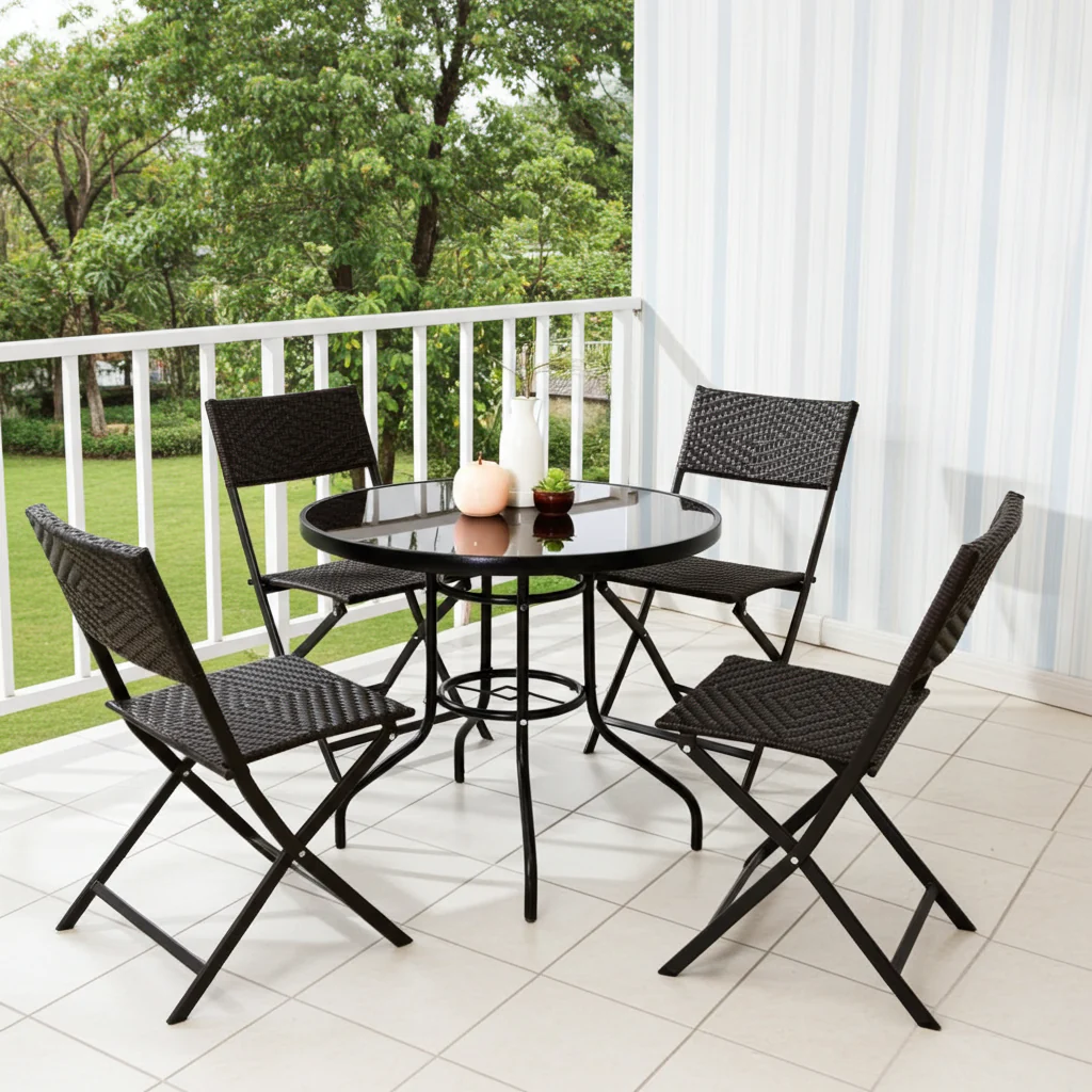4 x Alfresco Rattan Wicker Folding Outdoor Chairs - Image 15