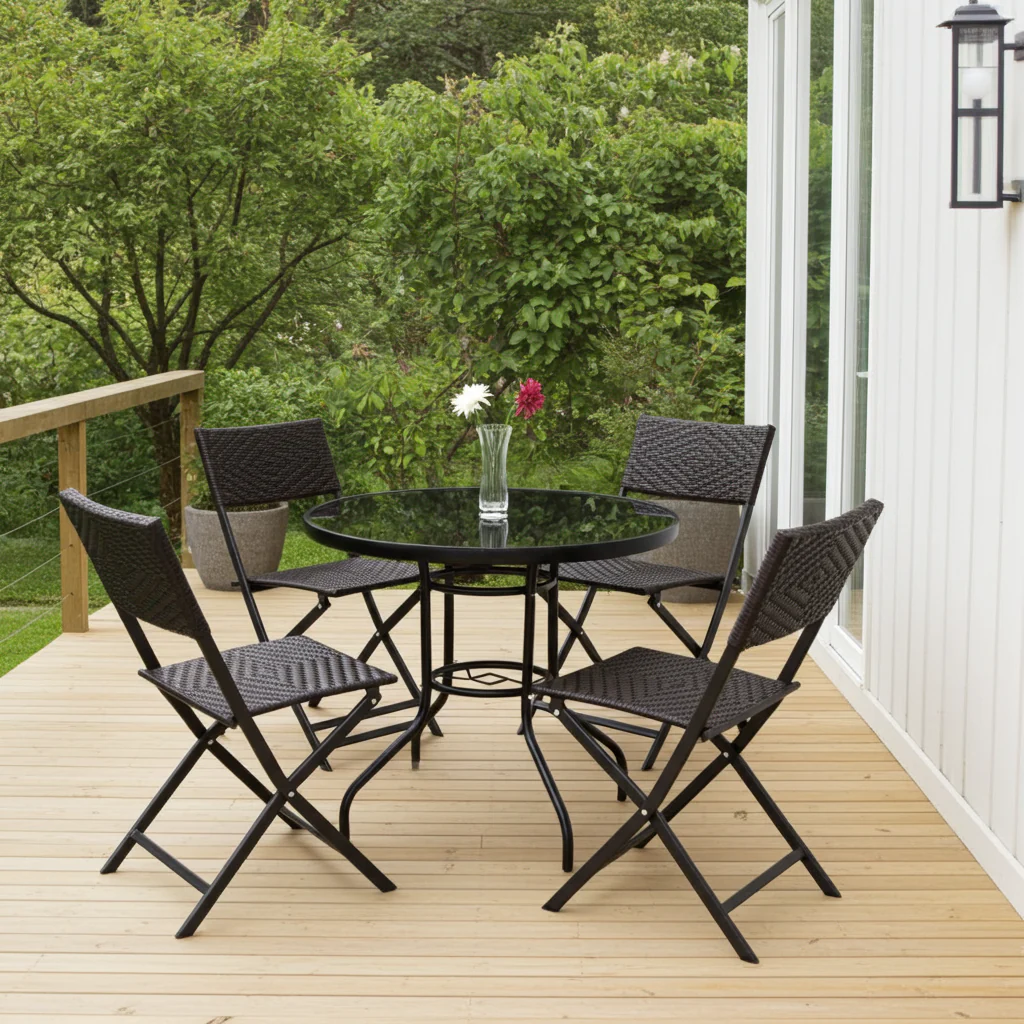 4 x Alfresco Rattan Wicker Folding Outdoor Chairs - Image 20