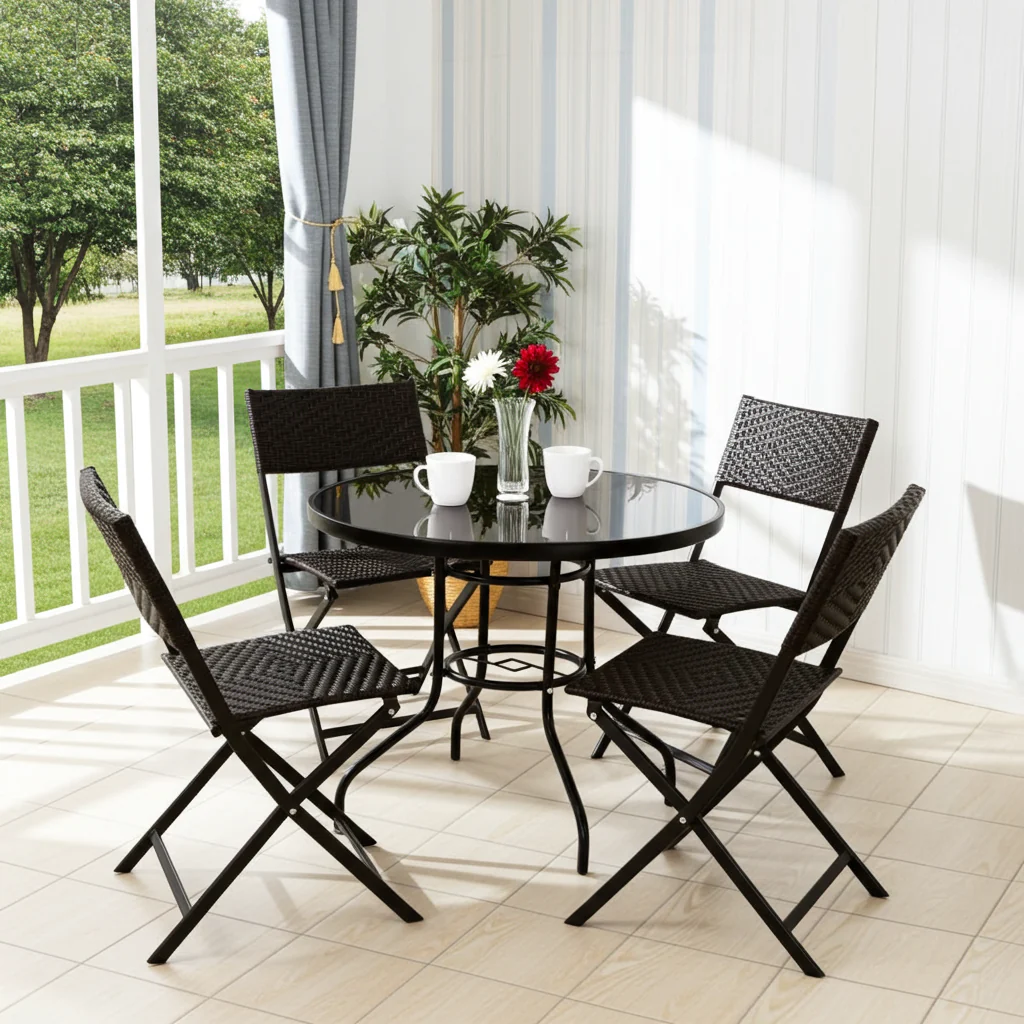 4 x Alfresco Rattan Wicker Folding Outdoor Chairs - Image 21