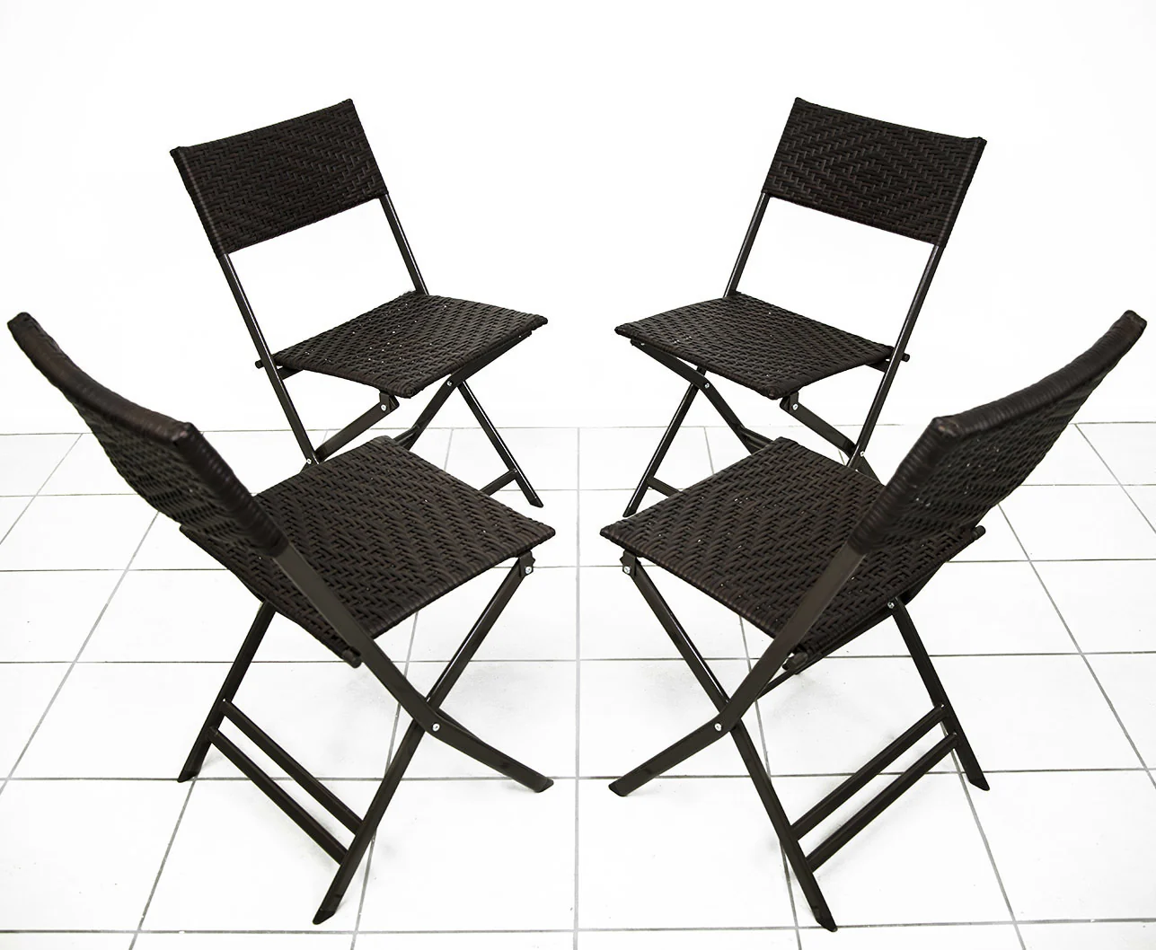 4 x Alfresco Rattan Wicker Folding Outdoor Chairs - Image 5