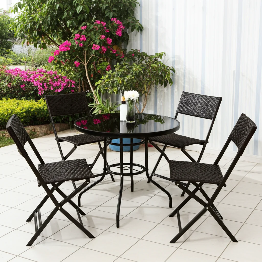 4 x Alfresco Rattan Wicker Folding Outdoor Chairs - Image 7
