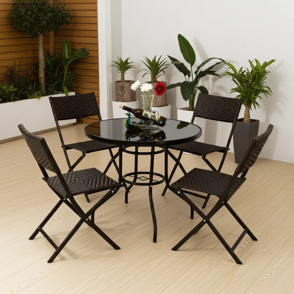 4 x Alfresco Rattan Wicker Folding Outdoor Chairs - Image 8