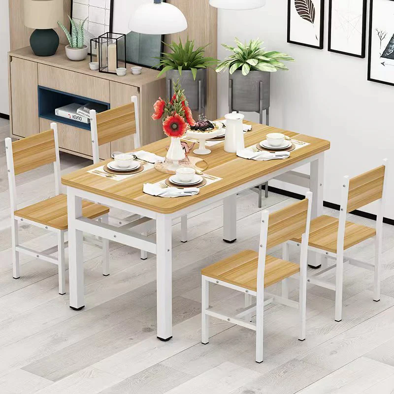 4 x Piece Set Bliss Wood & Steel Dining Chairs (Oak & White) - Image 5