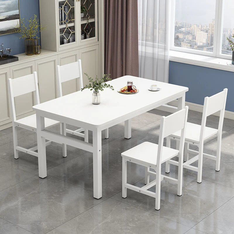 4 x Piece Set Bliss Wood & Steel Dining Chairs (White) - Image 3