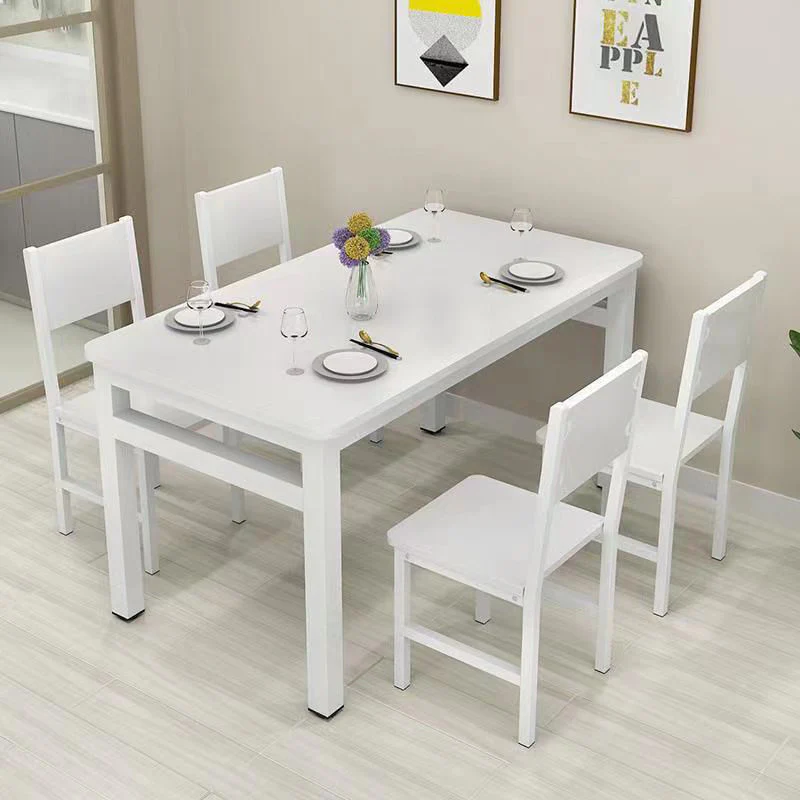 4 x Piece Set Bliss Wood & Steel Dining Chairs (White) - Image 5