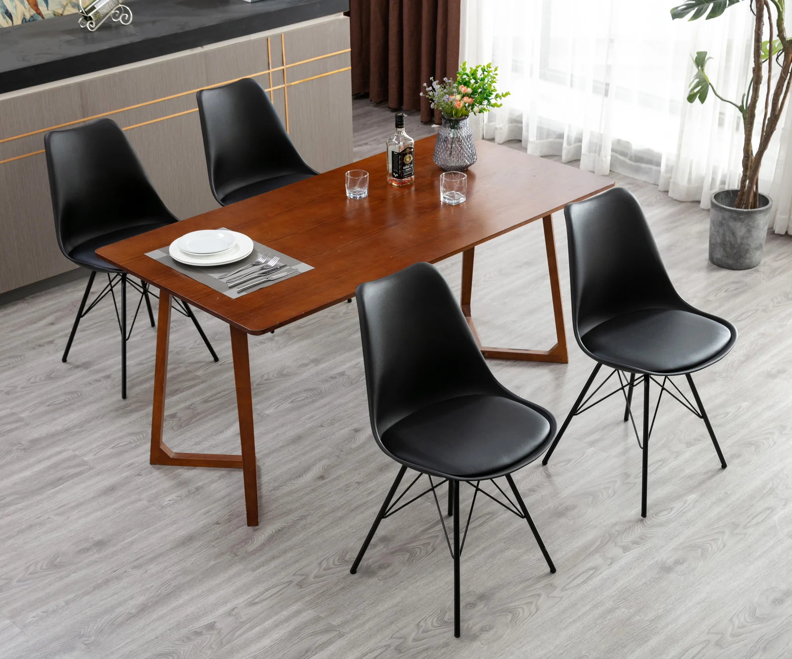 4 x Utopia Designer Faux Leather Chairs (Pack of 4, White) - Image 16