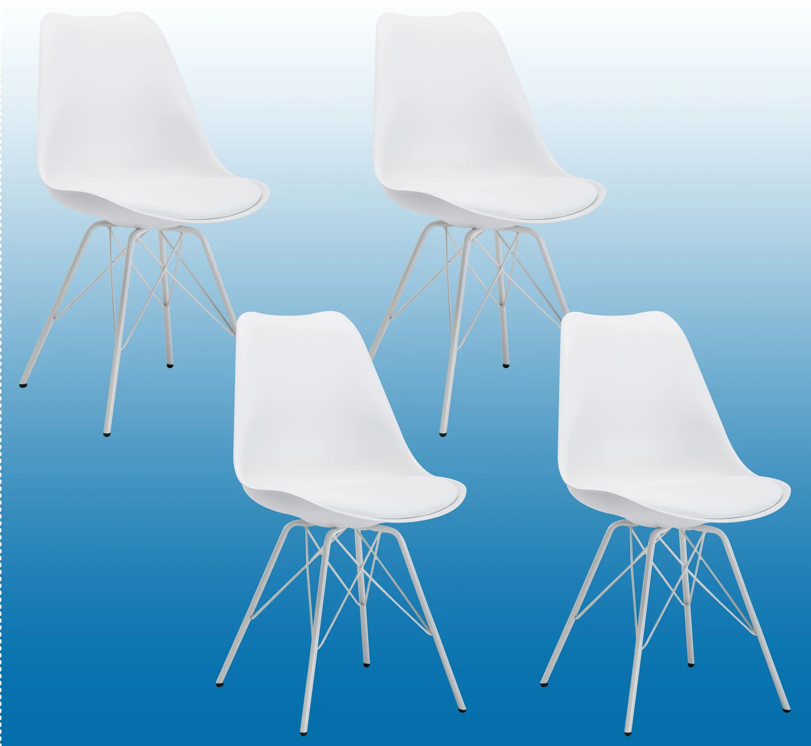 4 x Utopia Designer Faux Leather Chairs (Pack of 4, White) - Image 19