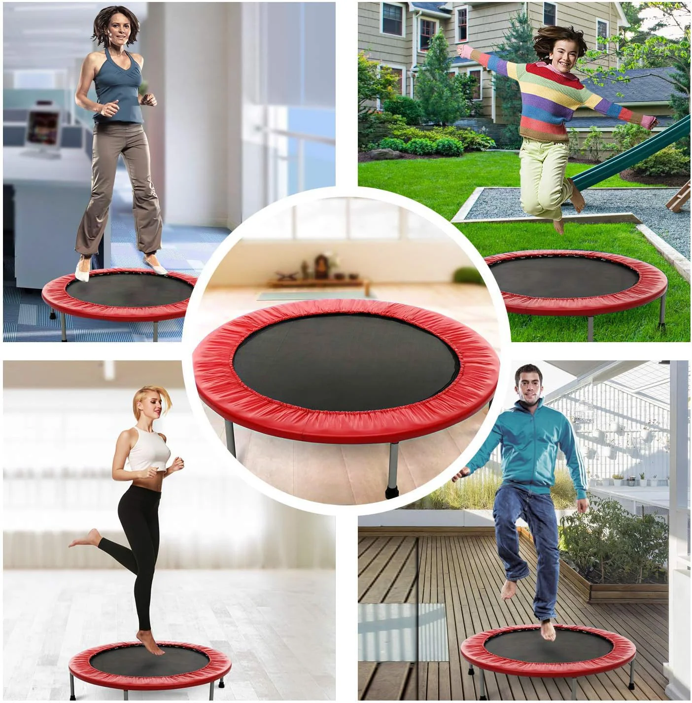 40" Mini Trampoline Home Fitness Gym (Red) - Image 3