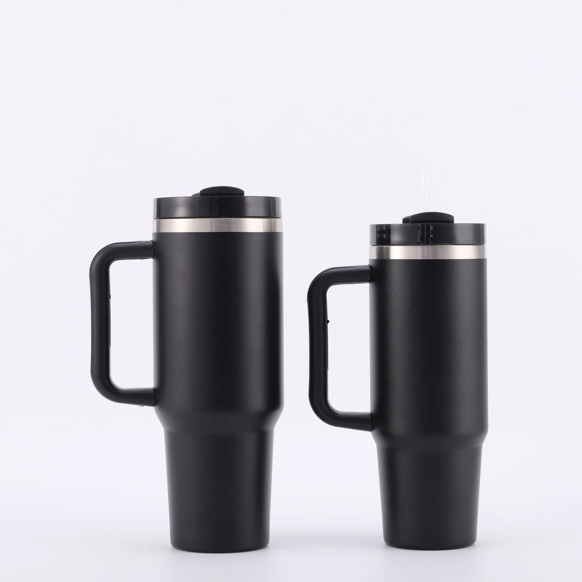 40oz Stainless Steel Insulated Tumbler with Handle Straw Travel Mug (Black) - Image 17