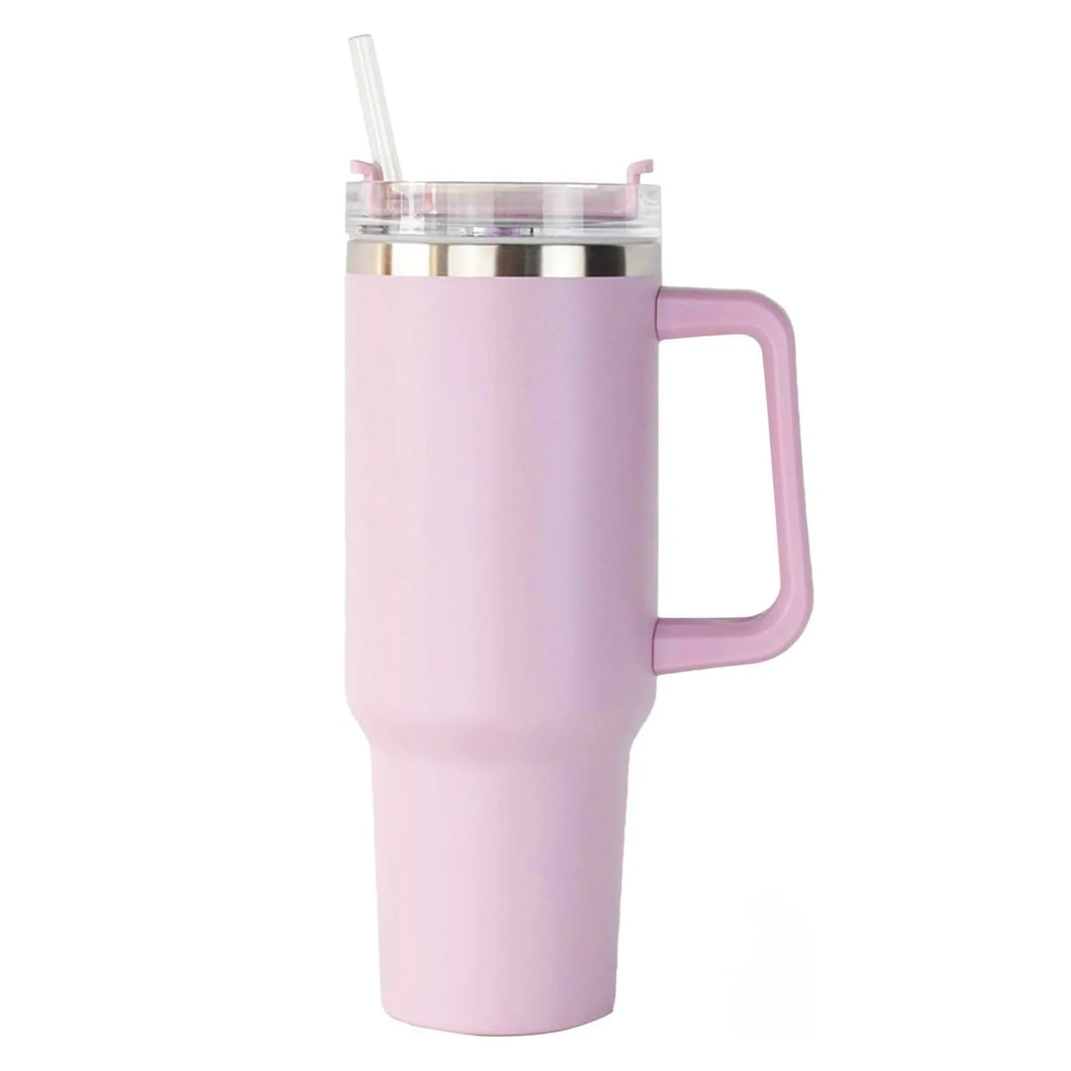 40oz Stainless Steel Insulated Tumbler with Handle Straw Travel Mug (Pink) - Image 3