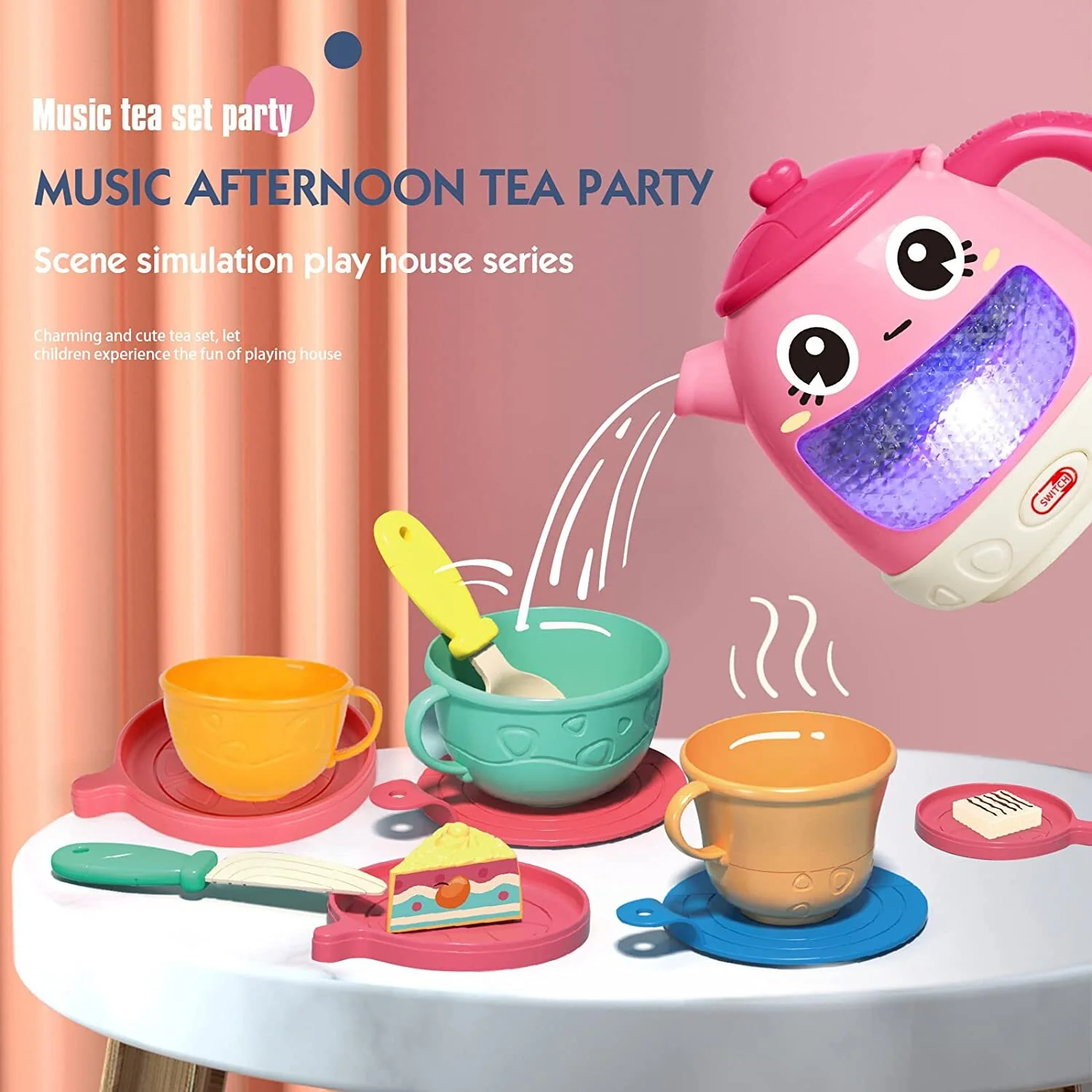 48-Piece Music Tea Party Teapot Pretend Food Toy Play Set - Image 9