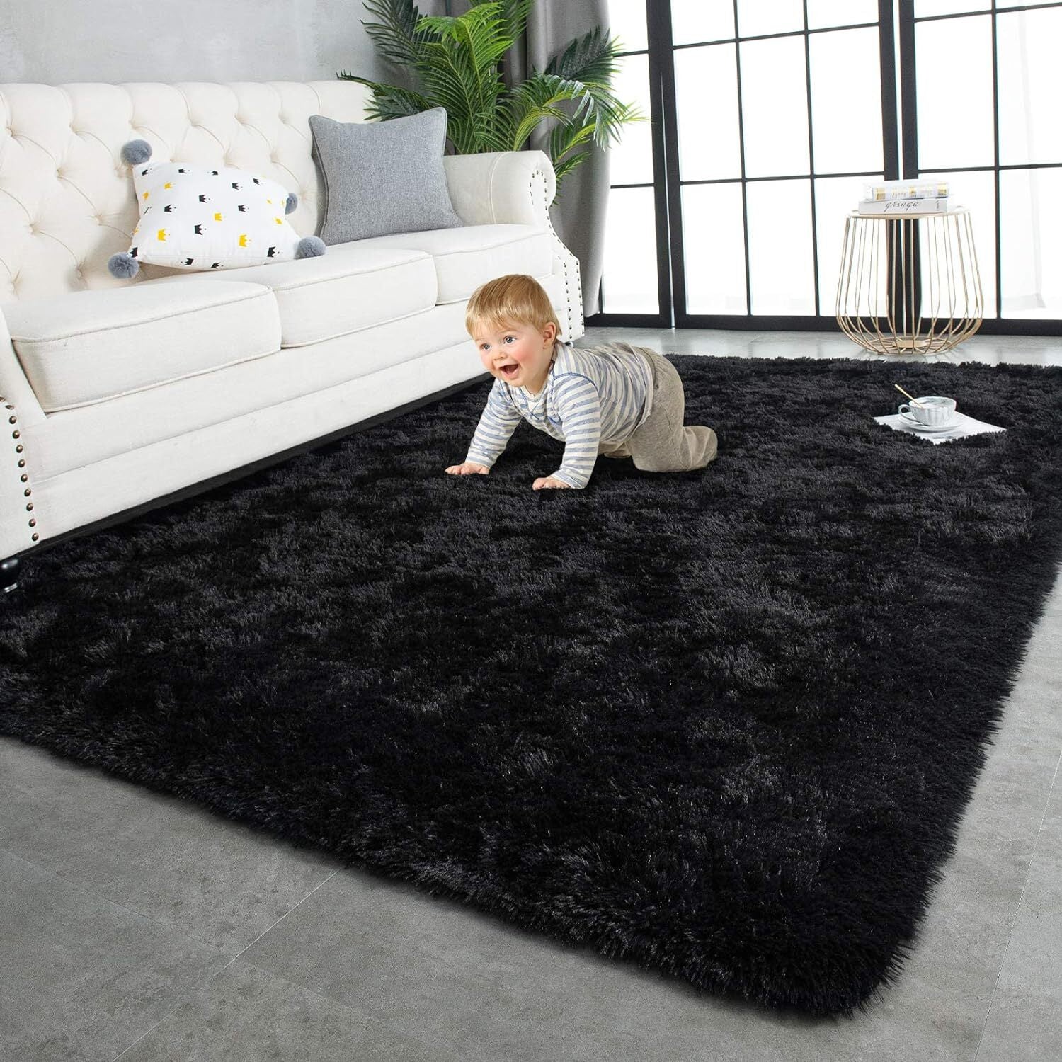 4m Extra Large Soft Shag Rug Carpet Mat (Black, 400 x 200) - Image 12