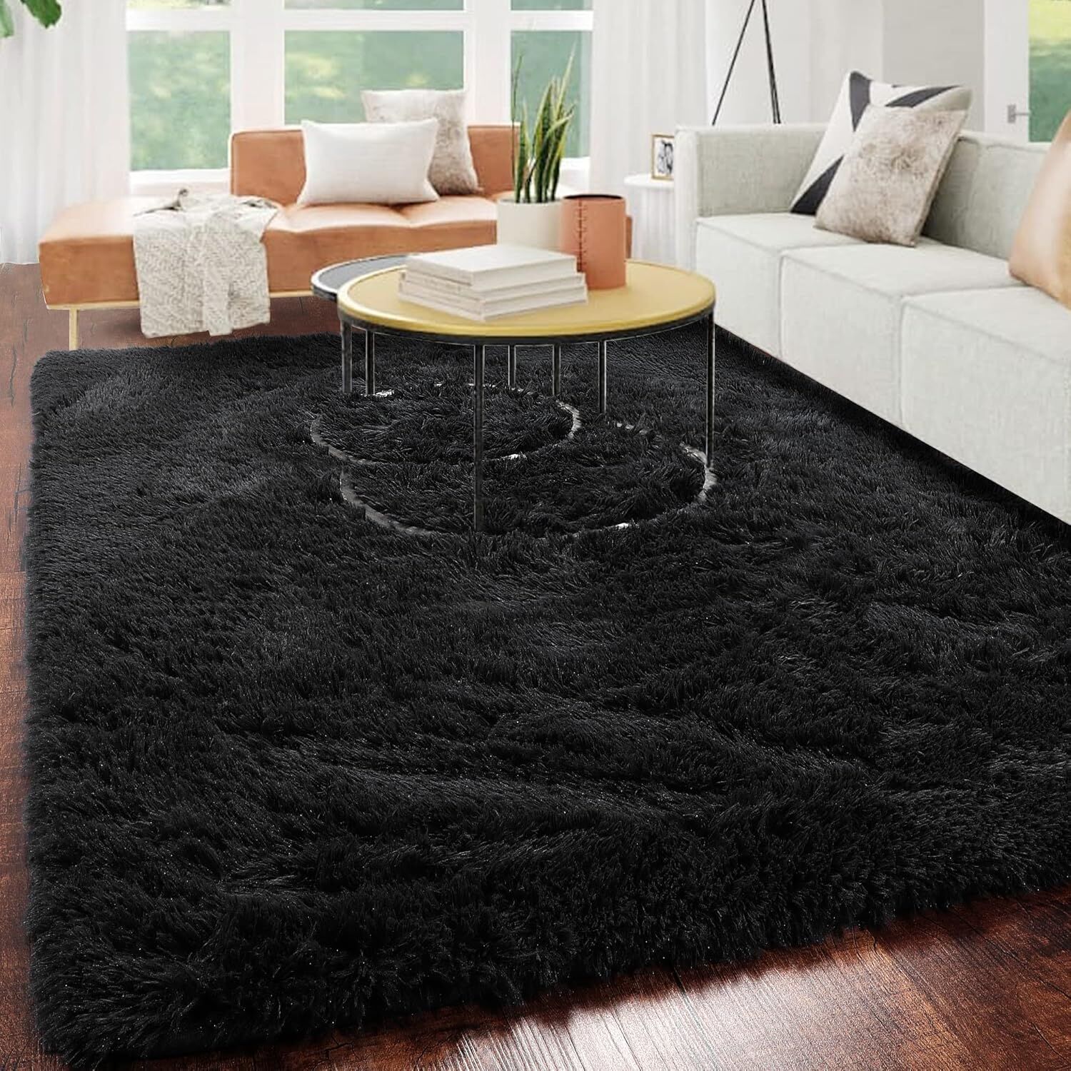 4m Extra Large Soft Shag Rug Carpet Mat (Black, 400 x 200) - Image 2