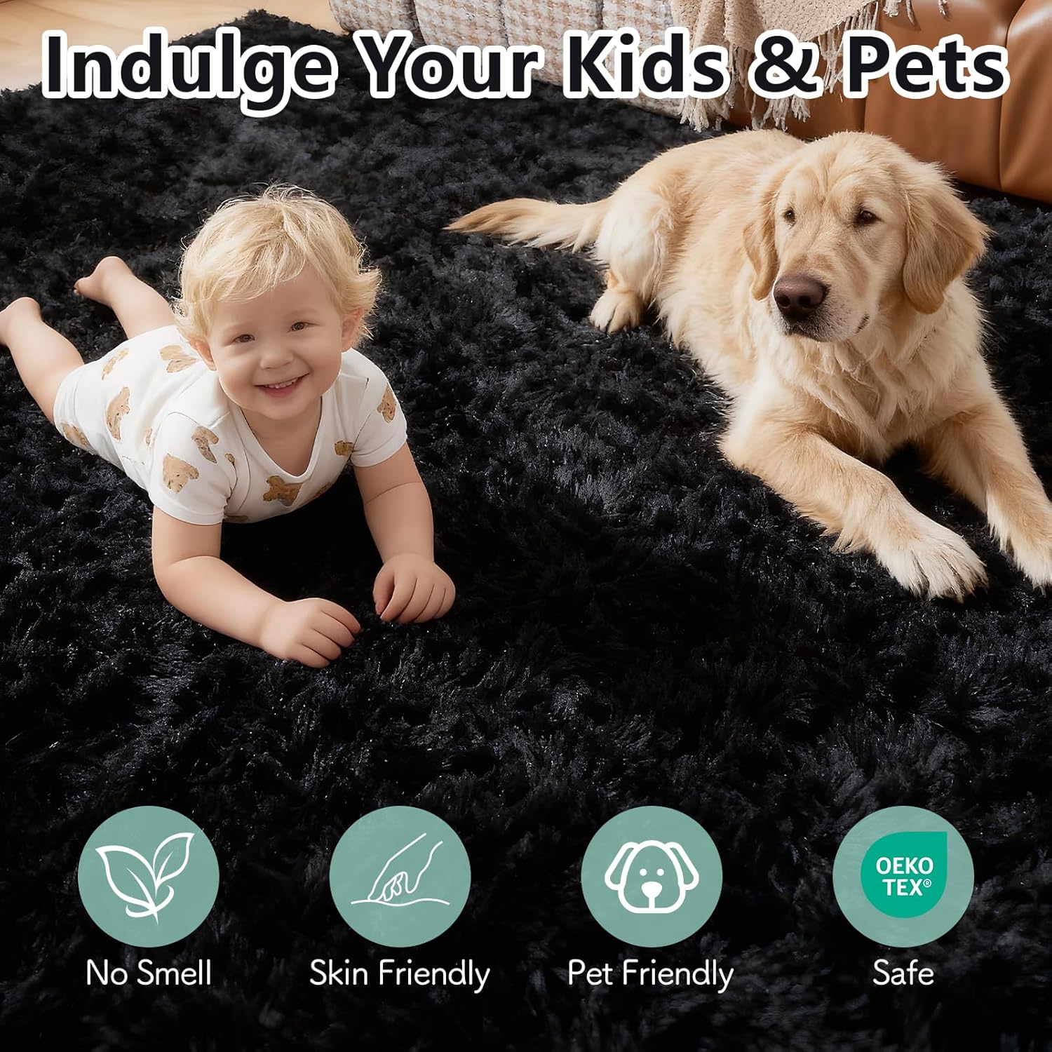 4m Extra Large Soft Shag Rug Carpet Mat (Black, 400 x 200) - Image 20