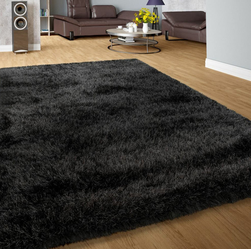 4m Extra Large Soft Shag Rug Carpet Mat (Black, 400 x 200) - Image 3