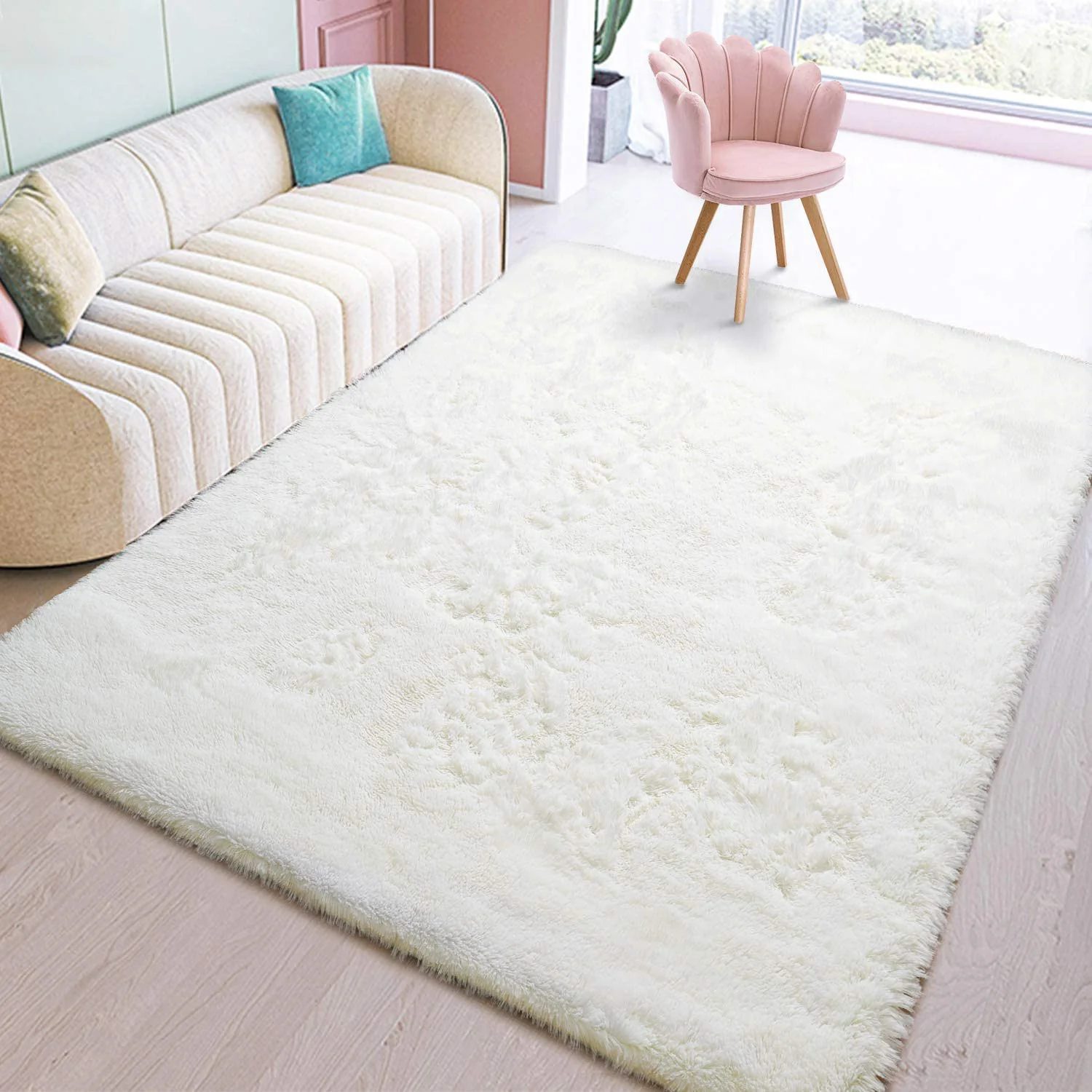4m Extra Large Soft Shag Rug Carpet Mat (Cream White, 400 x 200) - Image 22
