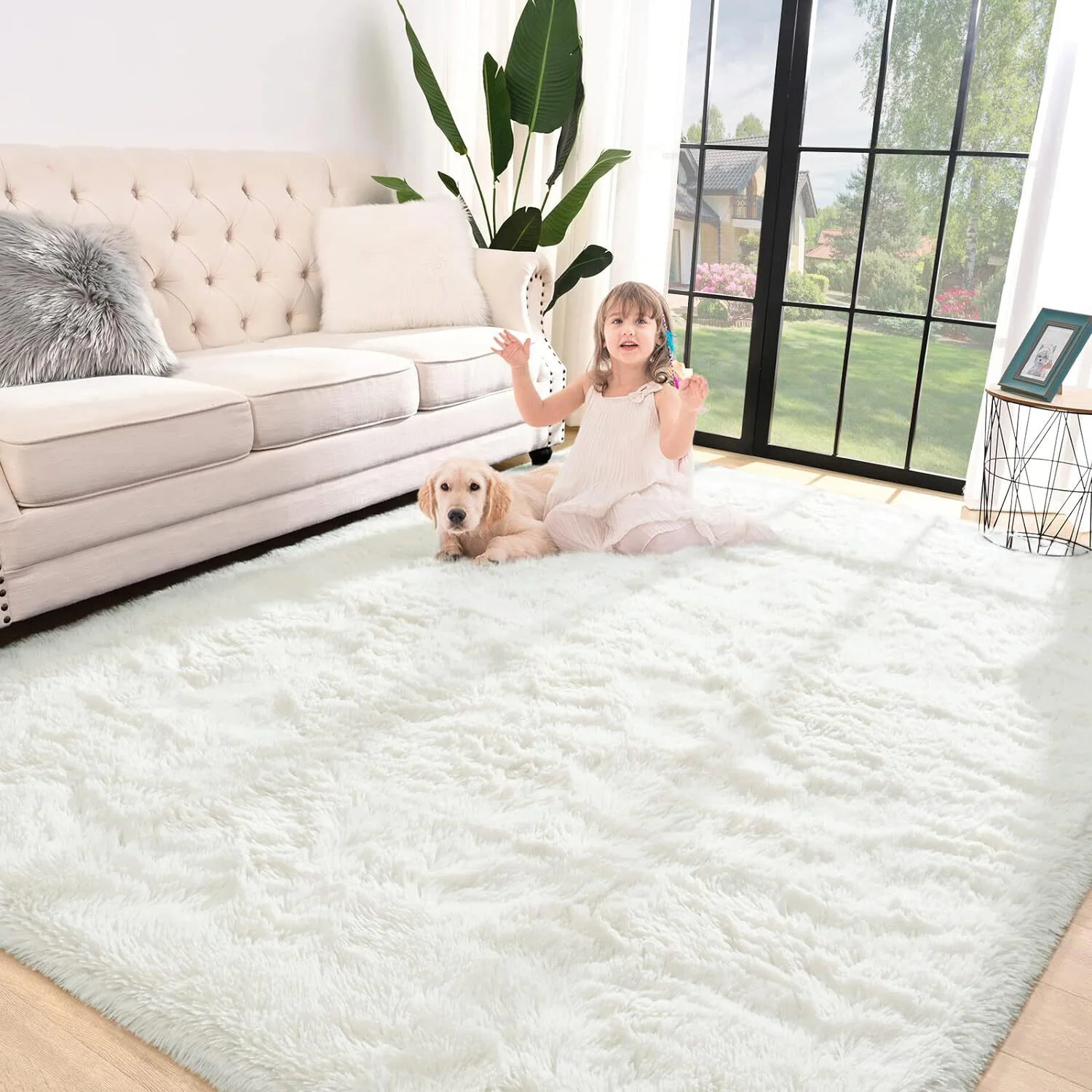 4m Extra Large Soft Shag Rug Carpet Mat (Cream White, 400 x 200) - Image 6