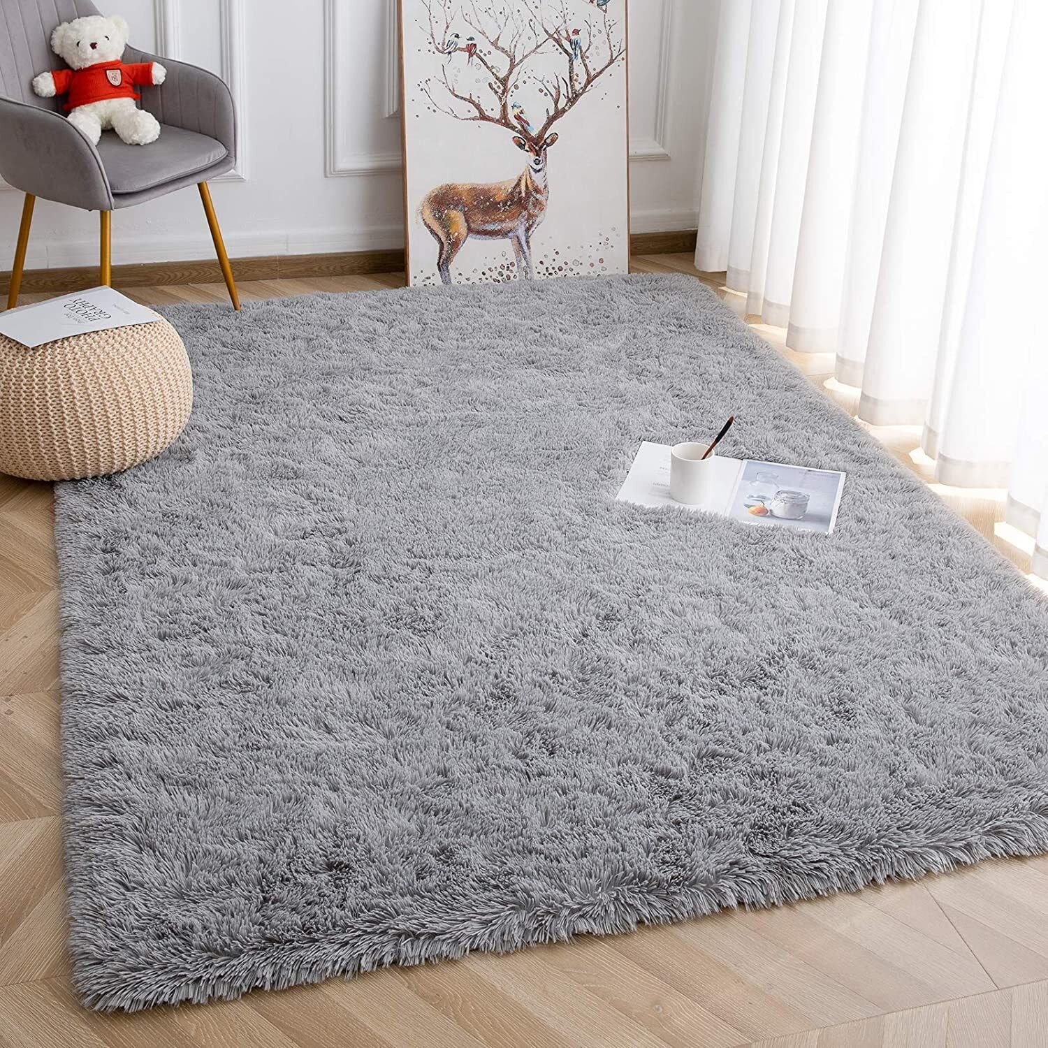 4m Extra Large Soft Shag Rug Carpet Mat (Grey, 400 x 200) - Image 13