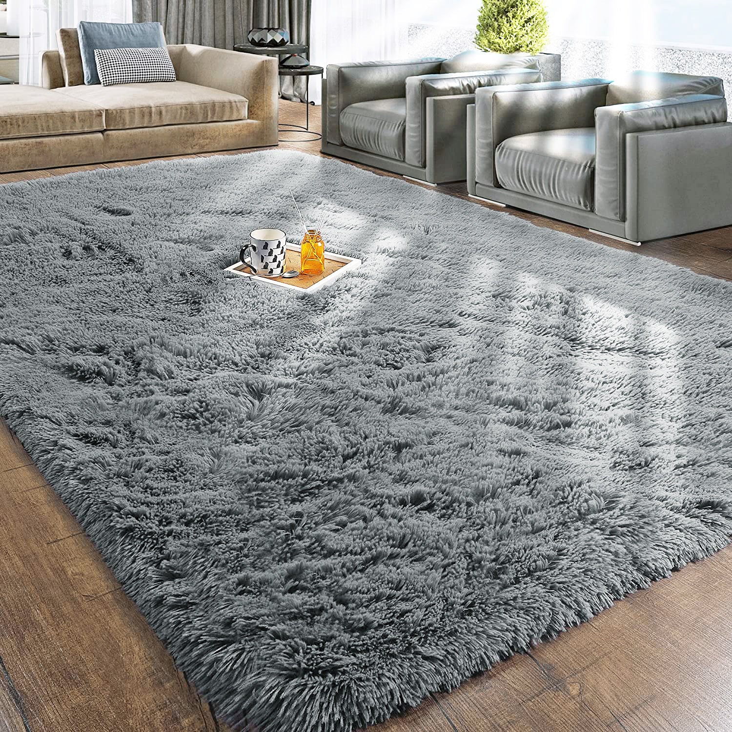 4m Extra Large Soft Shag Rug Carpet Mat (Grey, 400 x 200) - Image 21