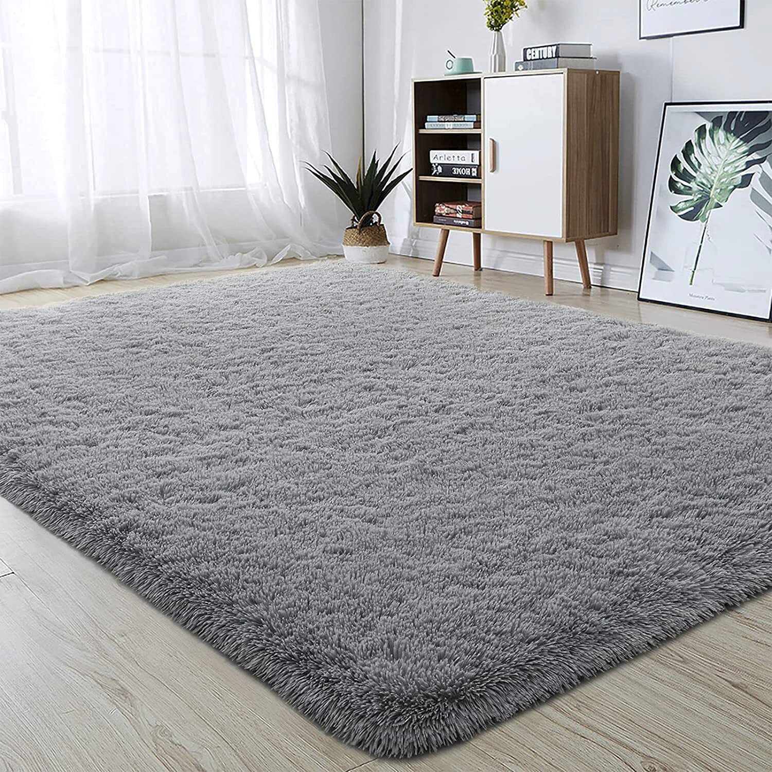 4m Extra Large Soft Shag Rug Carpet Mat (Grey, 400 x 200) - Image 6