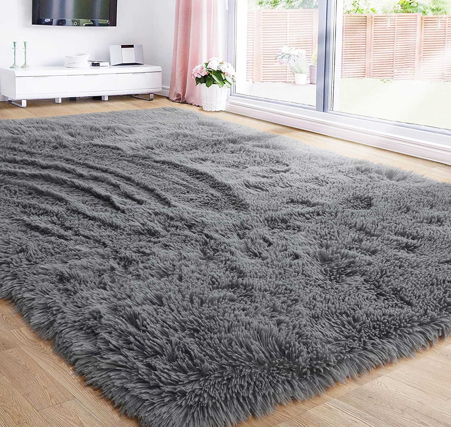 4m Extra Large Soft Shag Rug Carpet Mat (Grey, 400 x 200) - Image 7