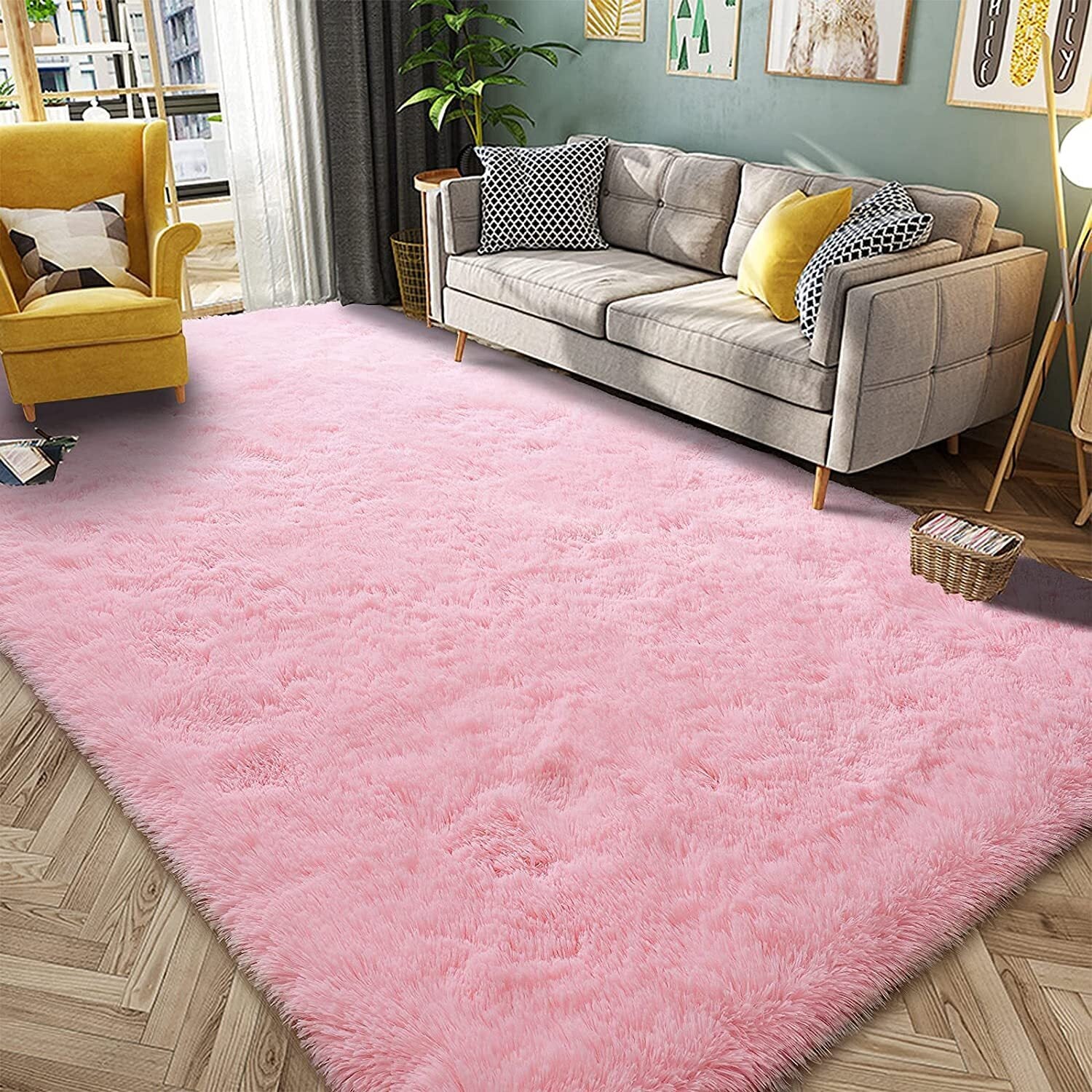 4m Extra Large Soft Shag Rug Carpet Mat (Pink, 400 x 200) - Image 19
