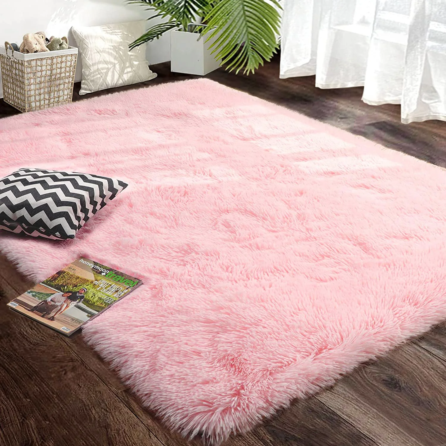 4m Extra Large Soft Shag Rug Carpet Mat (Pink, 400 x 200) - Image 5