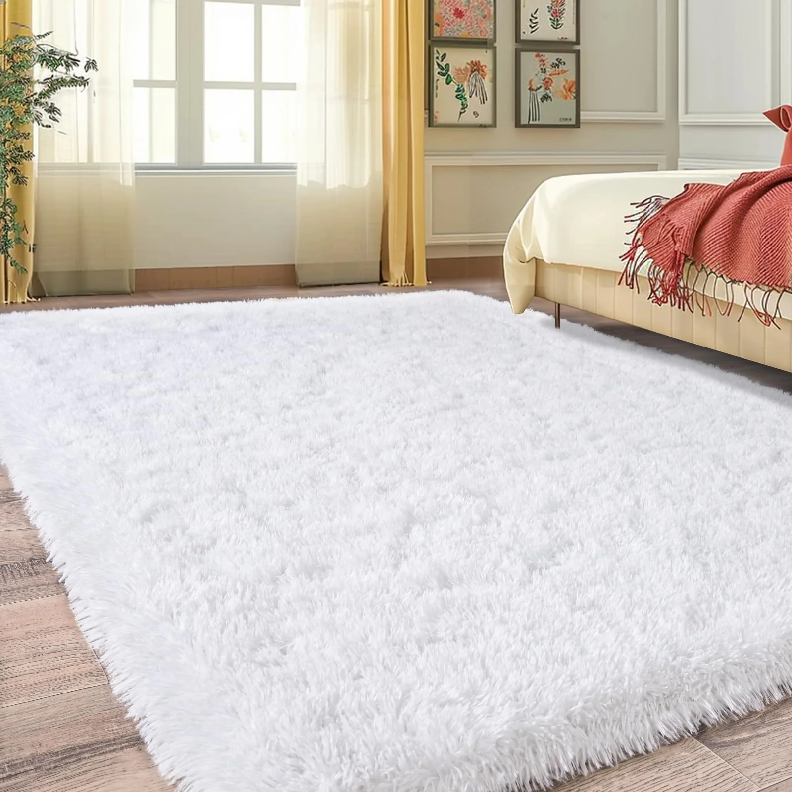 4m Extra Large Soft Shag Rug Carpet Mat (White, 400 x 200) - Image 10