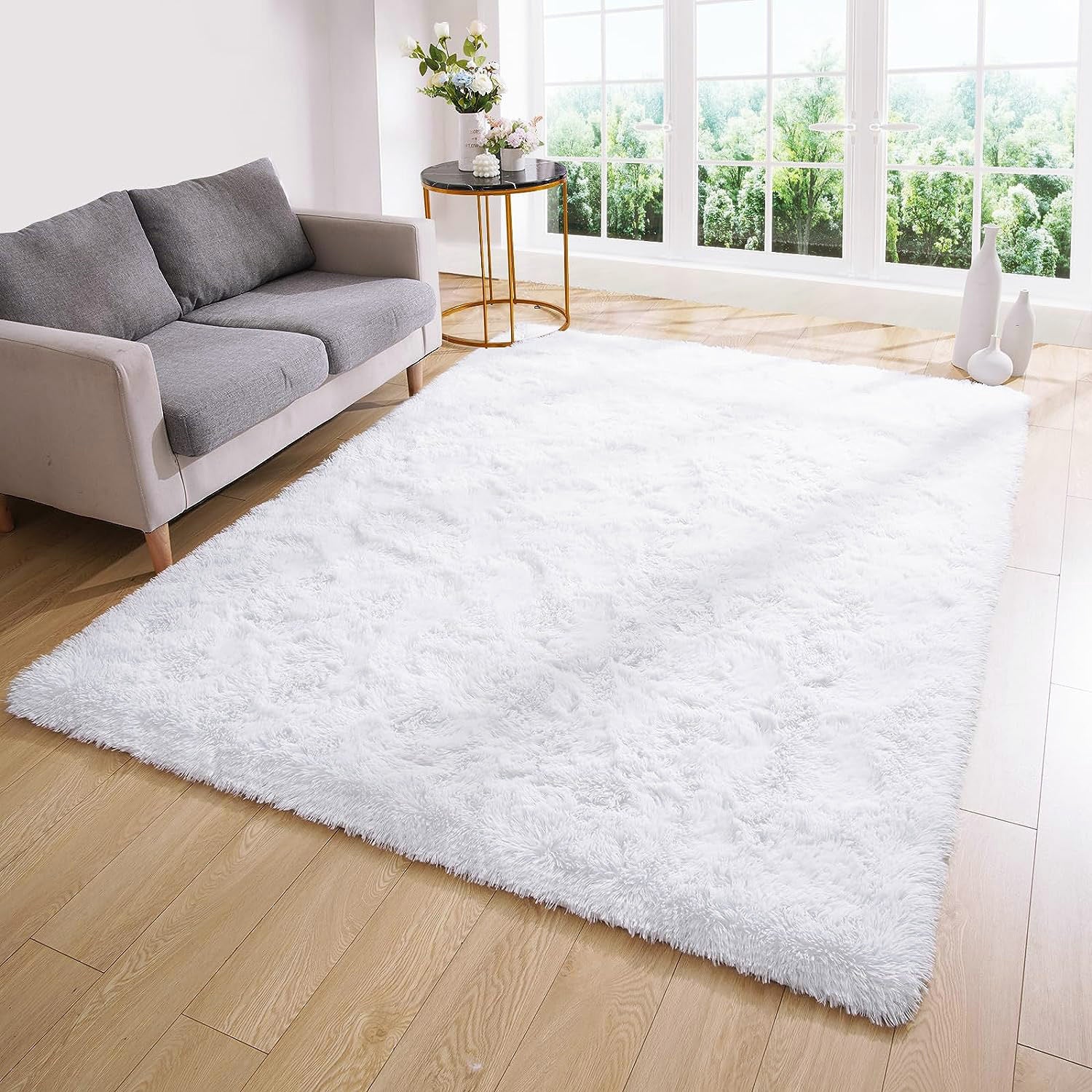 4m Extra Large Soft Shag Rug Carpet Mat (White, 400 x 200) - Image 14