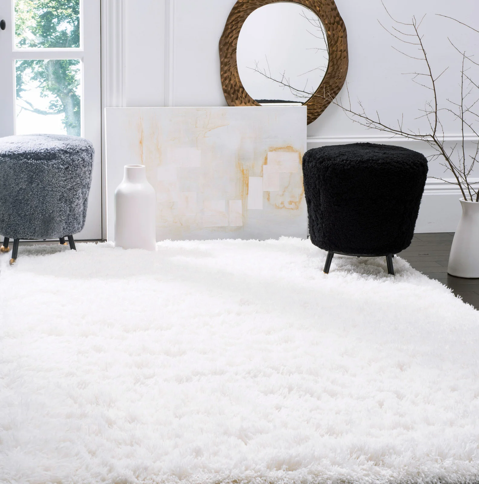 4m Extra Large Soft Shag Rug Carpet Mat (White, 400 x 200) - Image 2
