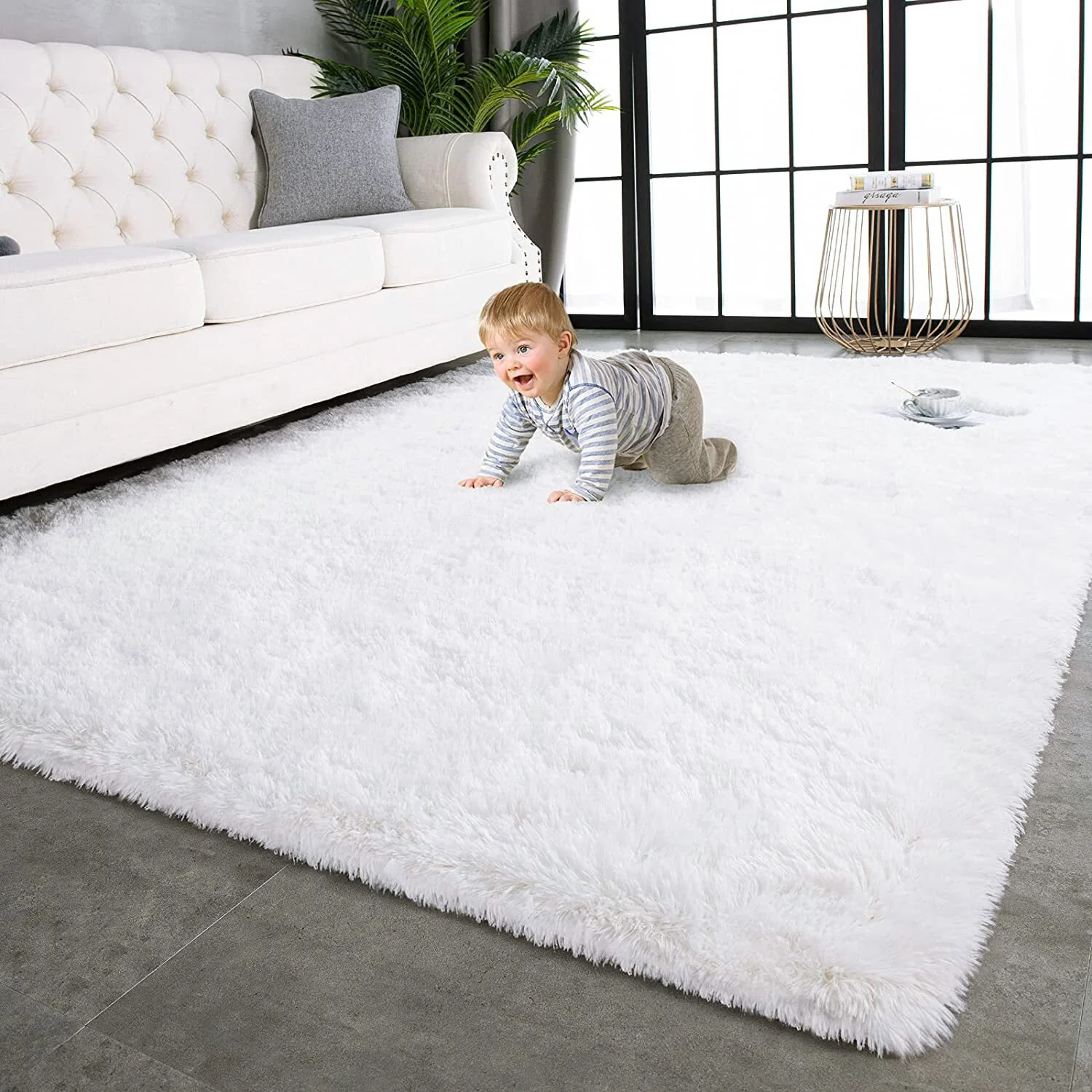 4m Extra Large Soft Shag Rug Carpet Mat (White, 400 x 200) - Image 4