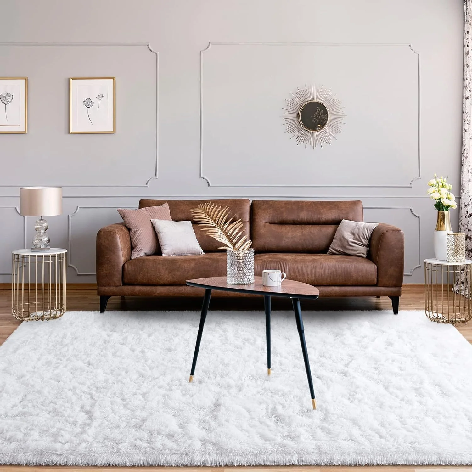 4m Extra Large Soft Shag Rug Carpet Mat (White, 400 x 200) - Image 5