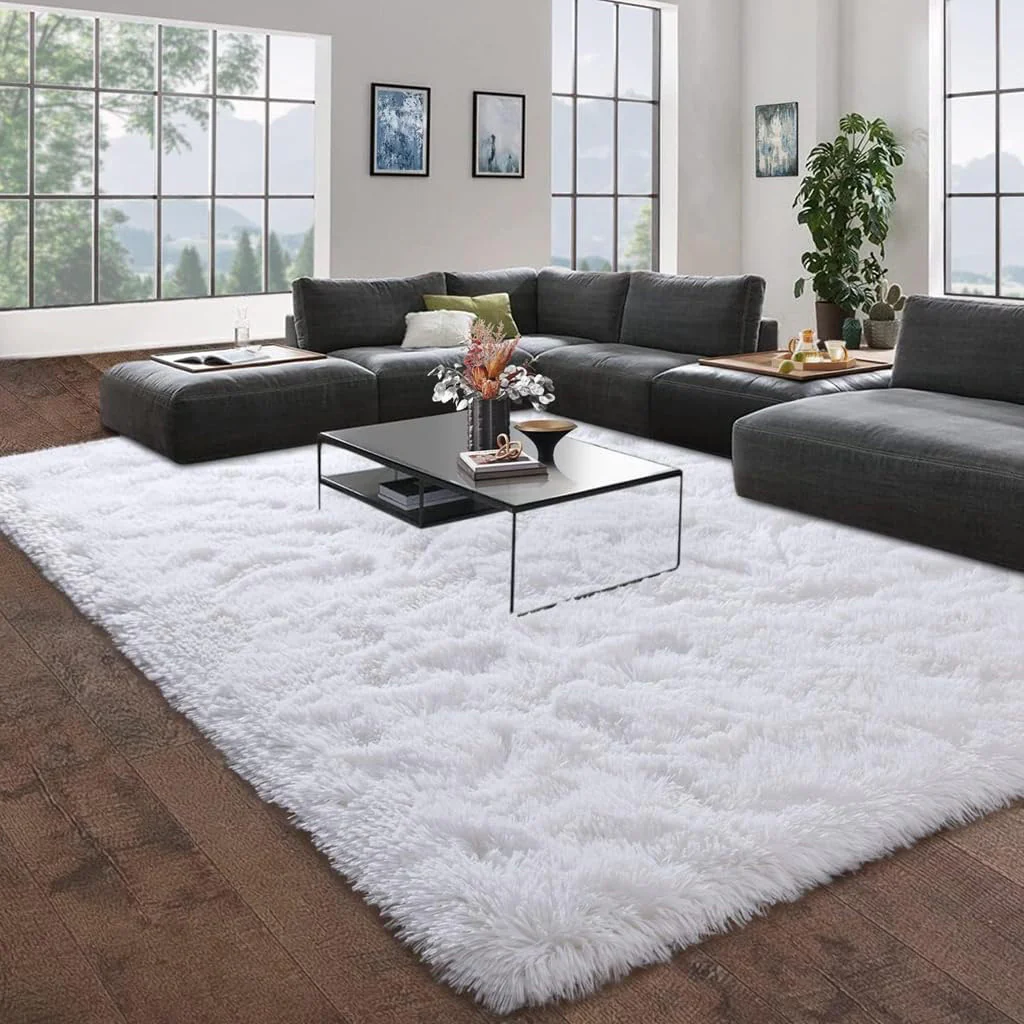 4m Extra Large Soft Shag Rug Carpet Mat (White, 400 x 200) - Image 7