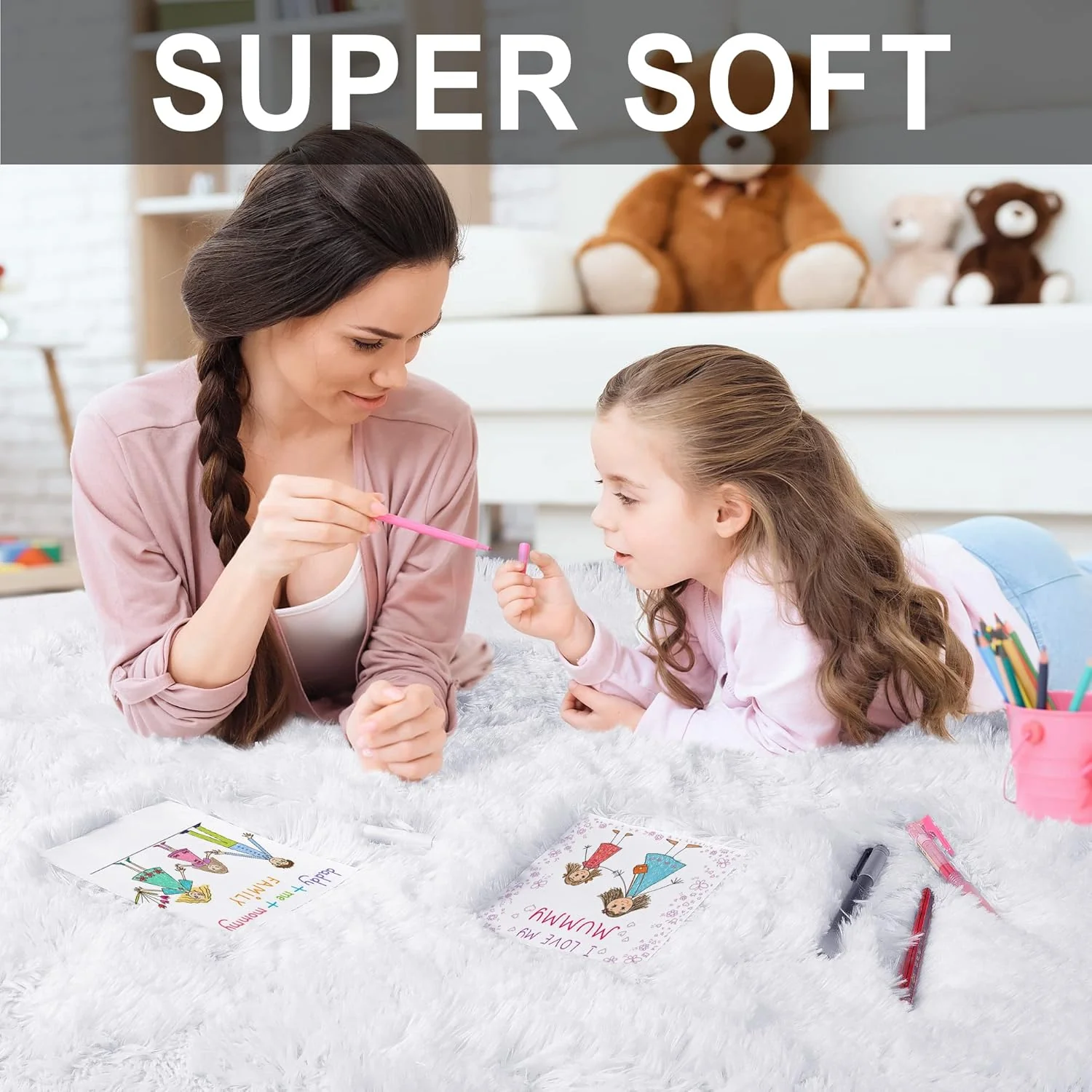 4m Extra Large Soft Shag Rug Carpet Mat (White, 400 x 200) - Image 9