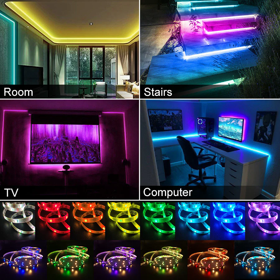4M RGB LED Light Strip Colour-changing USB Lights with Remote - Image 3
