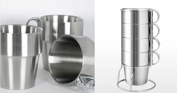 4PC Stainless Steel Camping Cups Tea/Coffee Mugs Set with Stand - Image 13