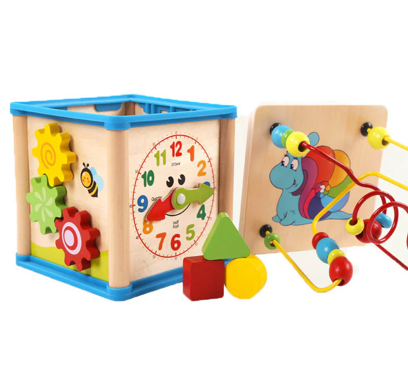 5-in-1 Wooden Activity Play Cube Learning Centre Education Toy - Image 4