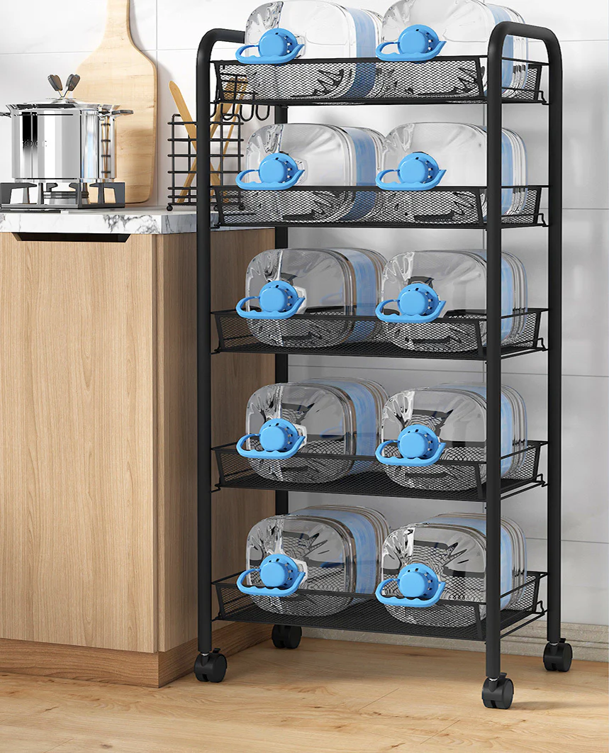 5 Tier Large Steel Multipurpose Storage Shelf Utility Cart Kitchen Trolley - Image 5