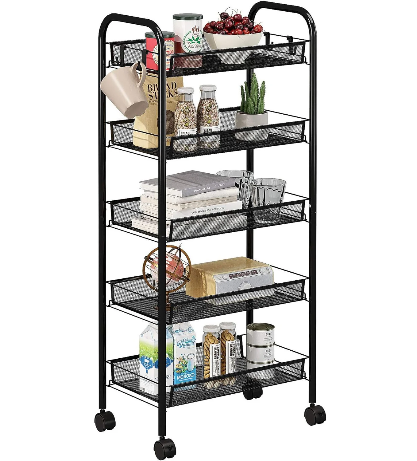 5 Tier Large Steel Multipurpose Storage Shelf Utility Cart Kitchen Trolley - Image 8